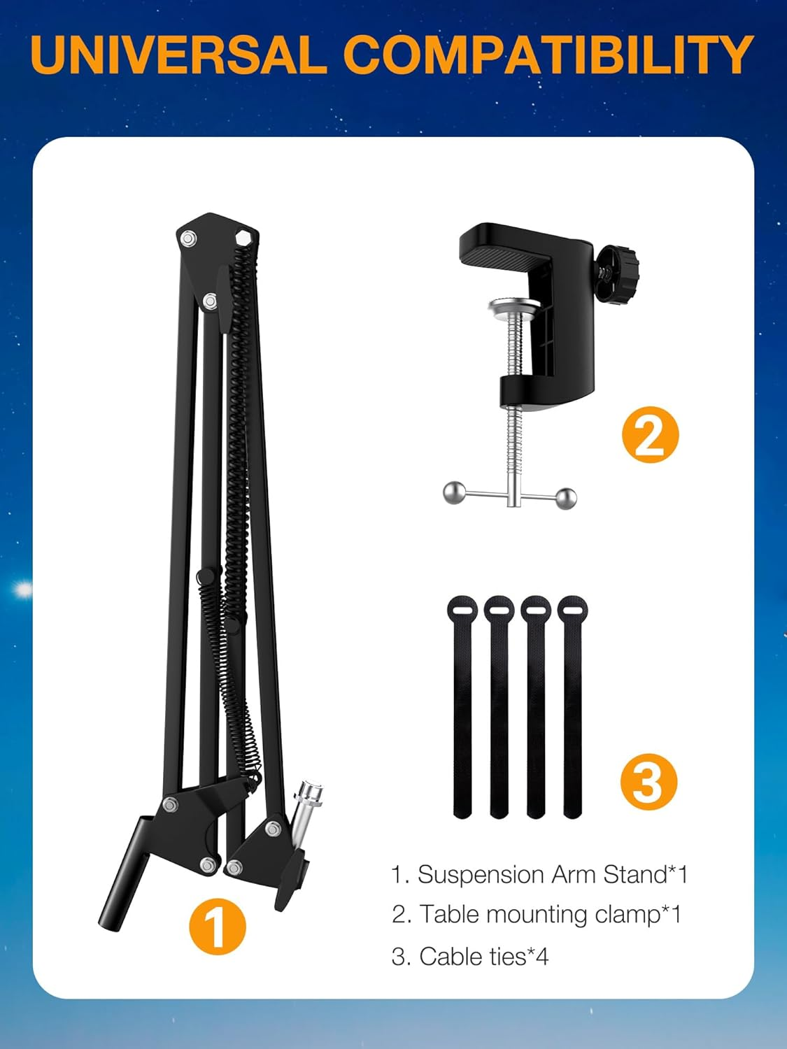 SUNMON Quadcast Boom Arm Mic Stand, Adjustable Suspension Boom Scissor Arm Stand for Hyperx Quadcast, Quadcast S &ndash; RGB USB Condenser Microphone By