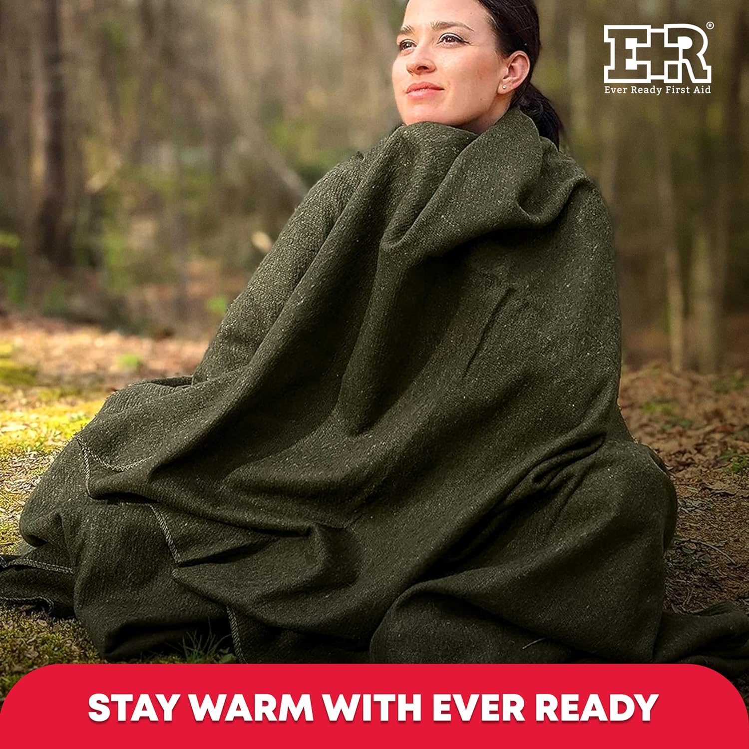 Olive Drab Green Warm Fire Retardant Blanket, 66" X 90" (80% Wool)-Us Military Style image number 2