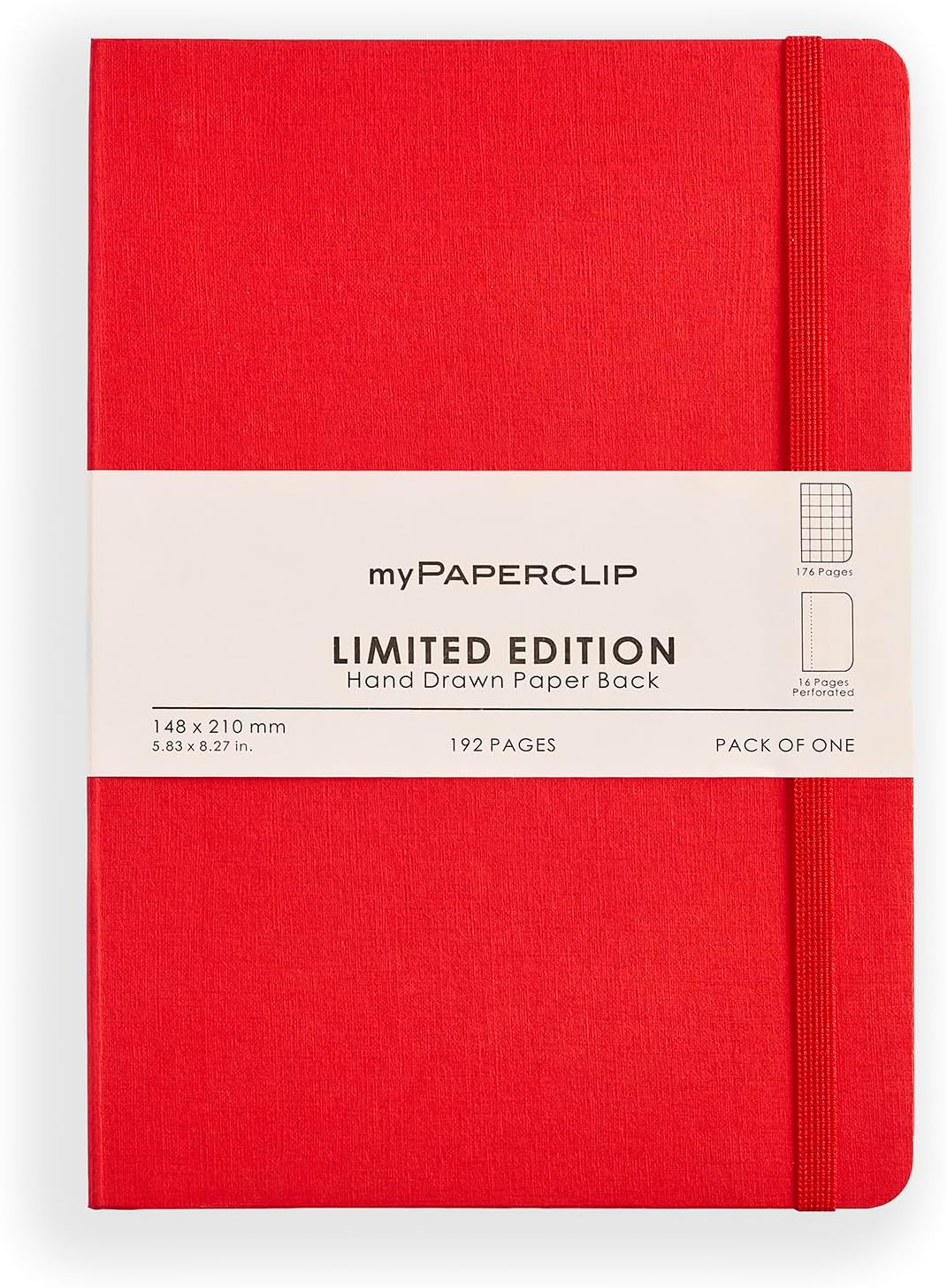 Mypaperclip Limited Edition A5 Checks/Squared Notebook | 190 Pages, 100 GSM, Soft Cover | Flat Lay Design | Bookmark, Elastic Closure & Back Pocket | Office Use, School, Journaling Diary (Raspberry)