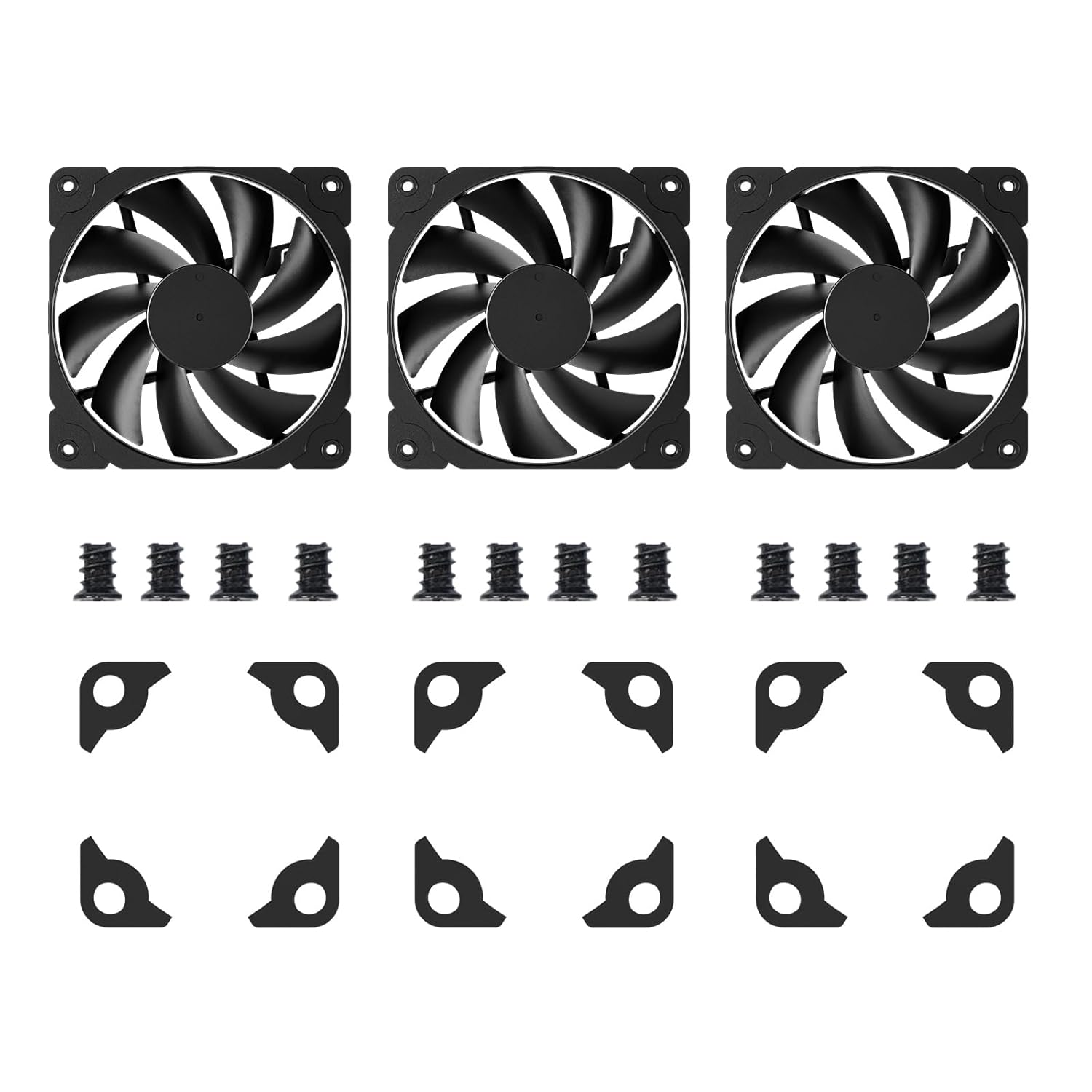 Vetroo 3 Pack Black 120Mm PC Case Fans High Airflow Low-Noise High Performance Fan Speed at 1200 RPM 12V 3PIN Connector Compatible with Desktop Computer Case image number 1