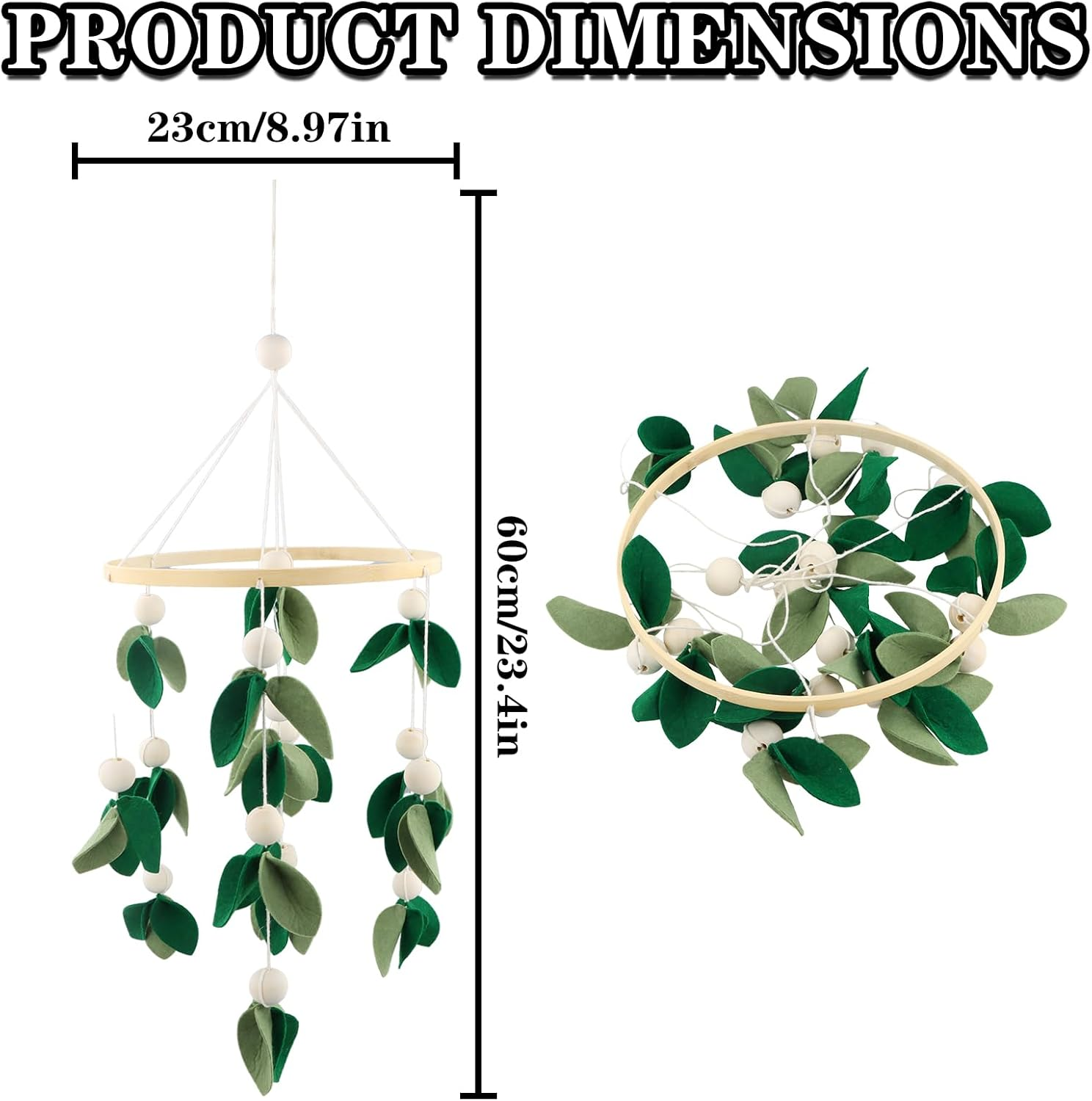 Baby Bed Bell, Mobile Baby Wooden Wind Chime Decor, Baby Bed Decoration, 3D Leaves Wooden Children'S Room Hanging Bed Bell, Wooden Ornament Gift for Baby Girls Boys image number 2