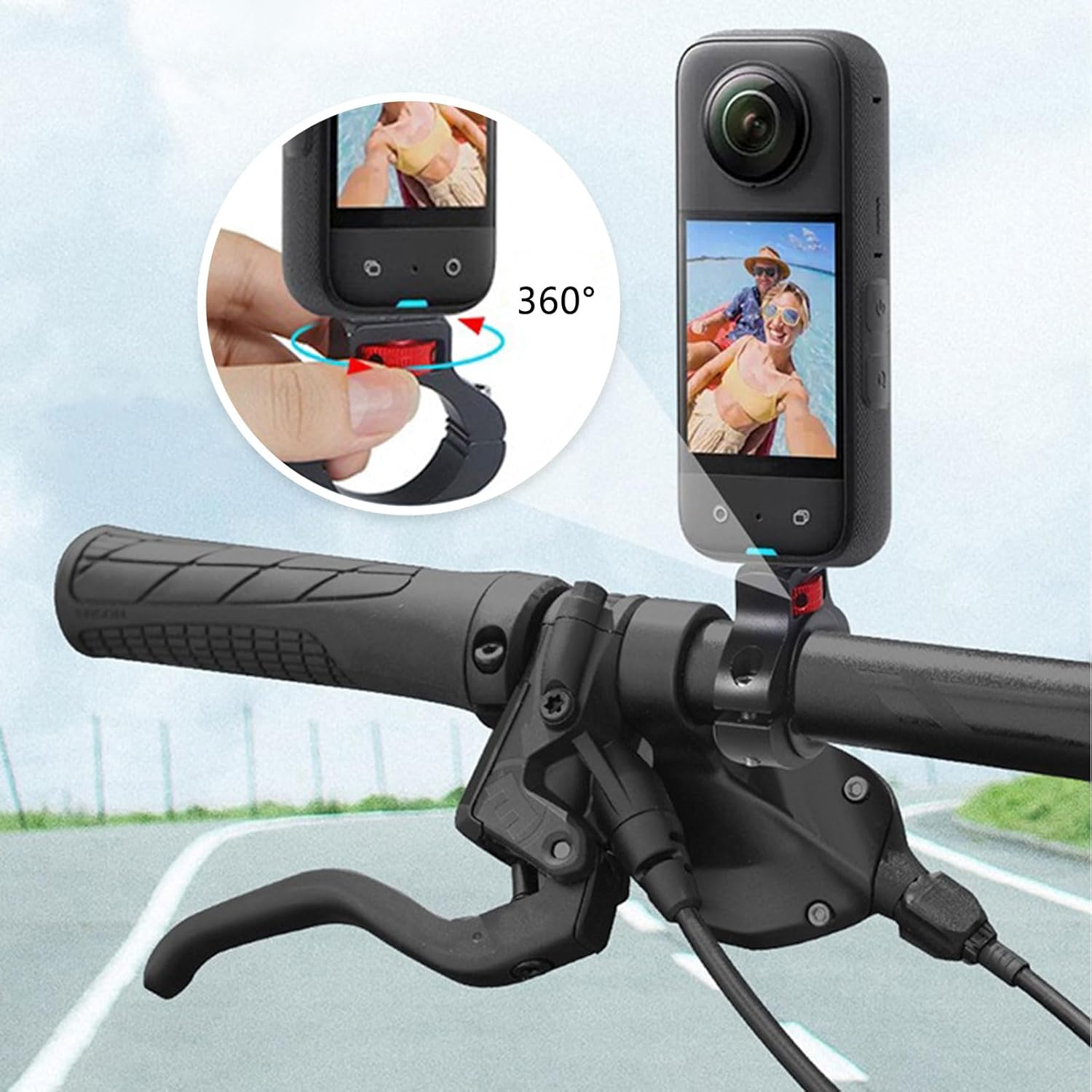 Aiyraa Bicycle Mount Camera Mount 360&deg; Rotatable Clamp for Handlebars, Action Camera Mount for Bicycle and Motorcycle, 1/4 Mount for Gopro and Other Action Cameras image number 6