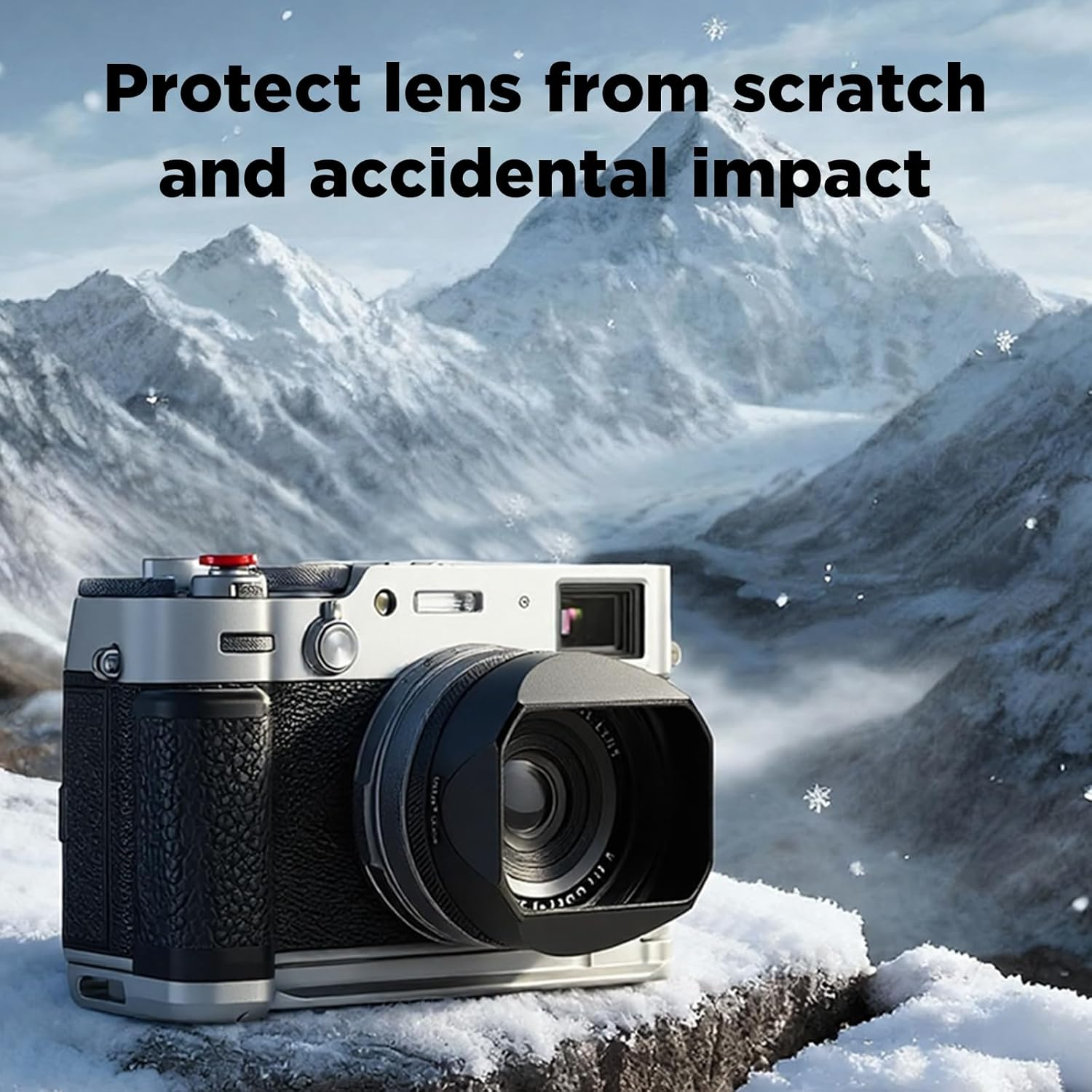 Haoge LH-X54B Square Metal Lens Hood with 49Mm Adapter Ring for Fujifilm X100VI Fuji X100V Camera Black - Black image number 5