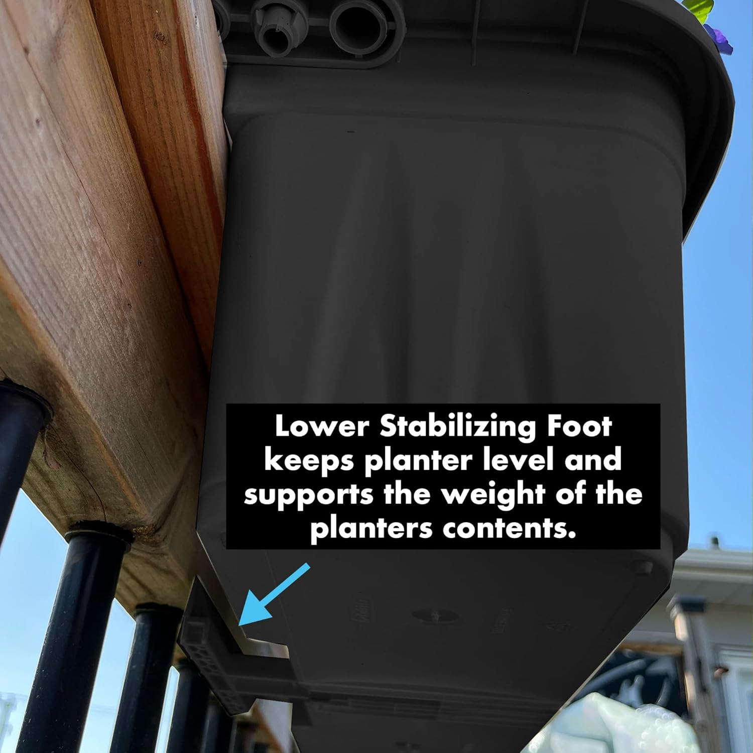 Apollo Exports International 24" Adjustable Railing Planter, Black image number 3