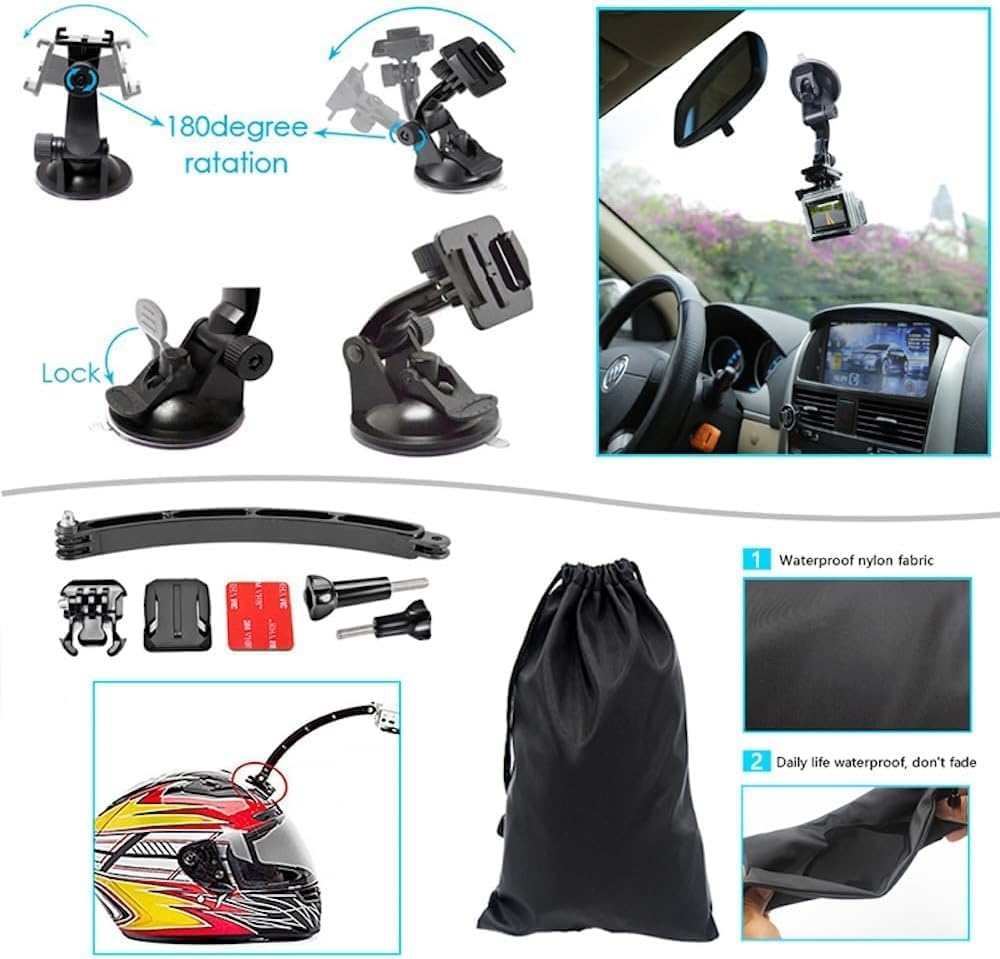Camera 59-In-1 Action Camera Accessories Kit Compatible with Gopro Hero 10/9/8/7/6/5/4, DJI Osmo Action 2, 3, 4, 5, Insta360 Ace Pro/Ace Pro 2 Akaso and Other Sports Cameras & Durable Case image number 1