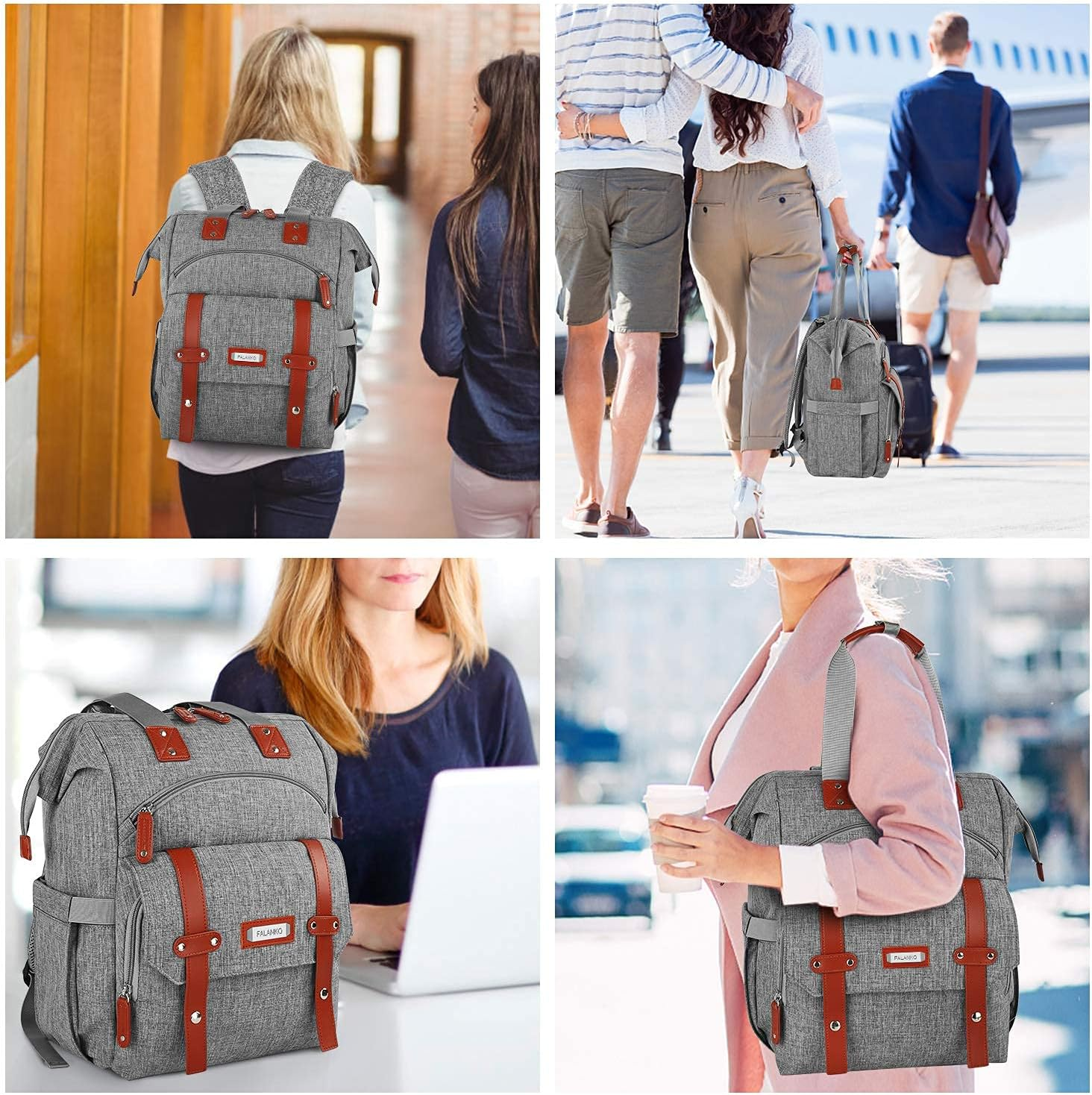 Laptop Backpack for Women, RFID anti Theft Backpacks with USB Charging Port, Water Resistant Wide Top Open Work Teacher College Travel Computer Bag for Woman Fits 15.6,17.3 Inch Laptop - 15.6In-Pink image number 4