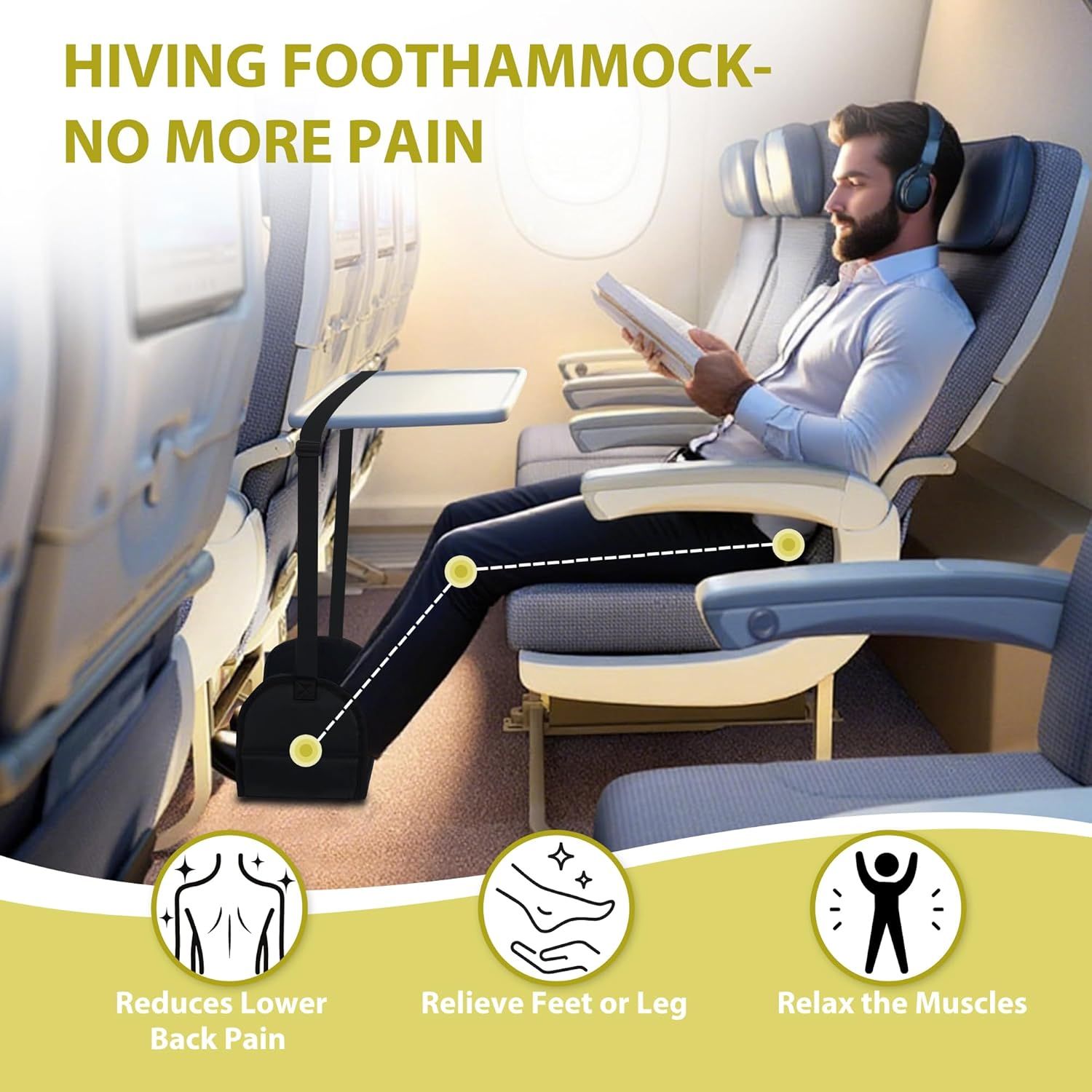Hiving New Airplane Foot Rest, No Collapse Foot Hammock for Plane Travel with Extended Adjustment Strap, Portable Desk Foot Hammock with Thickened Foam, Foot Sling Travel Essentials to Relax Your Feet image number 5