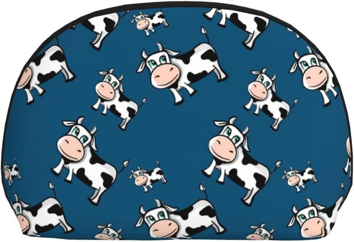 Cozimangoe Coin Pouch Makeup Bags Set, 2 Piece Shell Shape Cosmetic Bag with Pockets for Daily Travel Handbag Lipstick Keys Toiletry, Personalized Cows Pattern image number 4