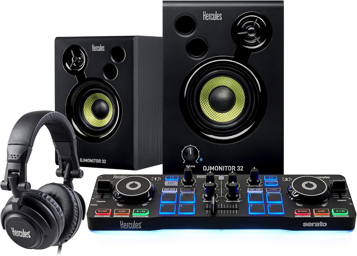 Hercules Djstarter Kit &ndash; Complete DJ Bundle with Djcontrol Starlight, Monitor 32 Studio Monitors, and HDP DJ45 Headphones image number 5