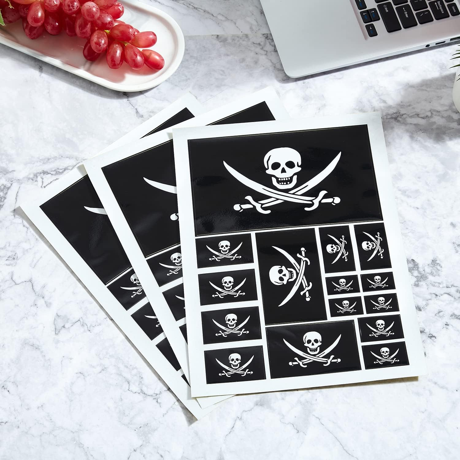 CANTENDO 3 Pack Pirate Jack Rackham Flag Decal - Pirate Jack Rackham Flags Reflective Vinyl Car Stickers - for Car Window Bumper Waterproof Sticker (12 X 8.5 Inch) image number 1