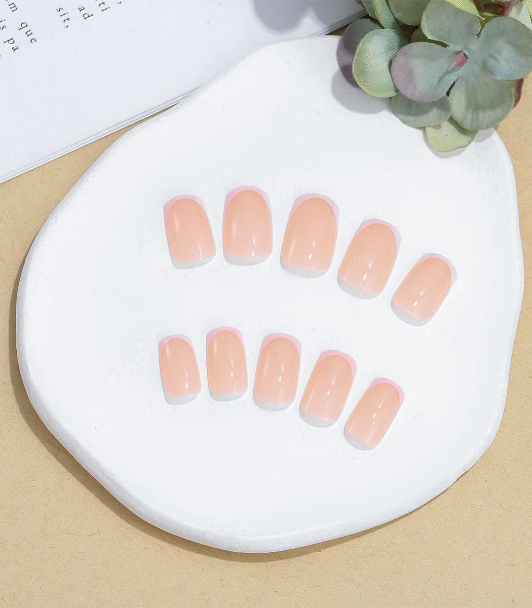 Sethexy French Short Square False Nails Collection Fashion Press on Nails Glossy Fake Nails 24Pcs Acrylic Stick on Nail Tips image number 2