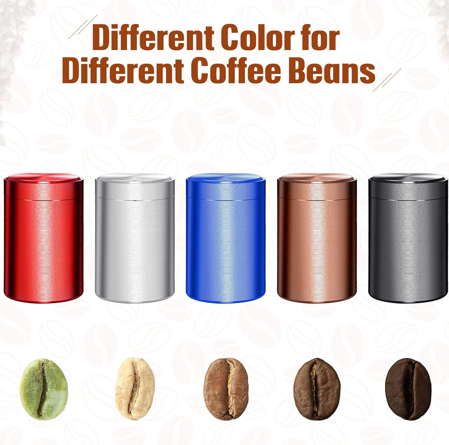 Roshtia 5 Pcs Portable Alloy Containers Multipurpose Waterproof Storage Containers Jar Airtight Containers Metal Tins for Tea Coffee Spices Traveling