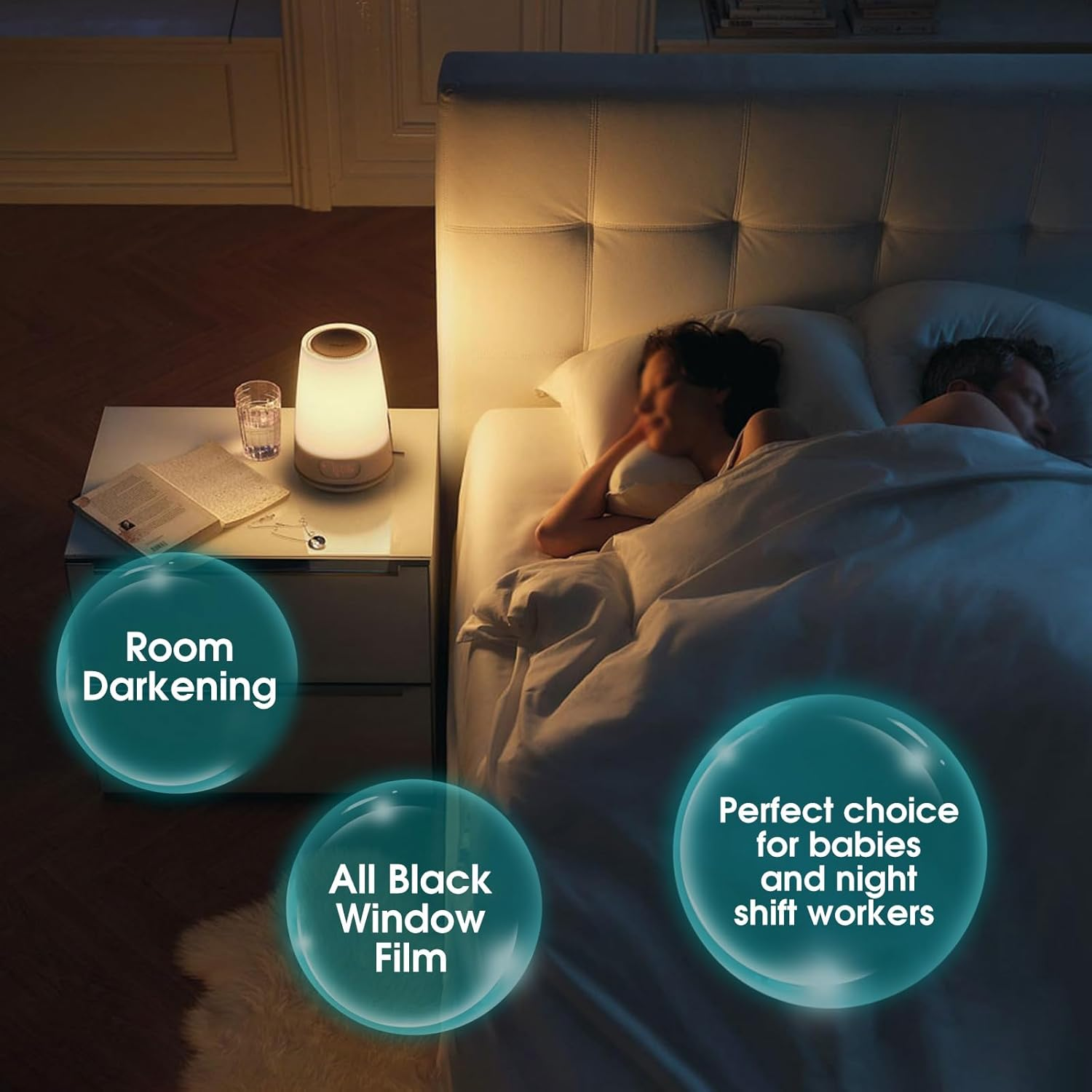 Blackout Window Film - 100% Privacy Blackout Window Cover, UV Heat Light Blocking Window Tint for Daytime Sleep Room Darkening Sun Control (Black, 50Cm &times; 5M) image number 6