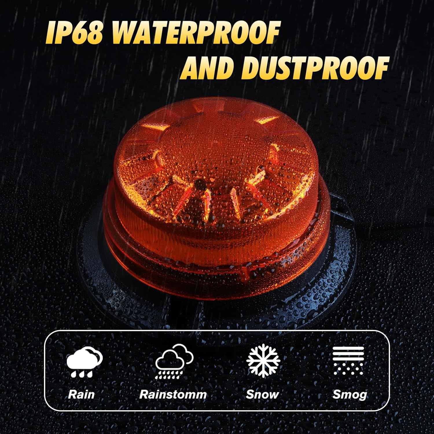 Kaidengzhe LED Strobe Lights with Magnetic, 8 Flash Modes Waterproof Beacon Light, 12V-24V Emergency Flashing Warning Car Top Lamp for Vehicle Forklift Truck Tractor Golf Carts UTV Car Bus, Amber image number 5