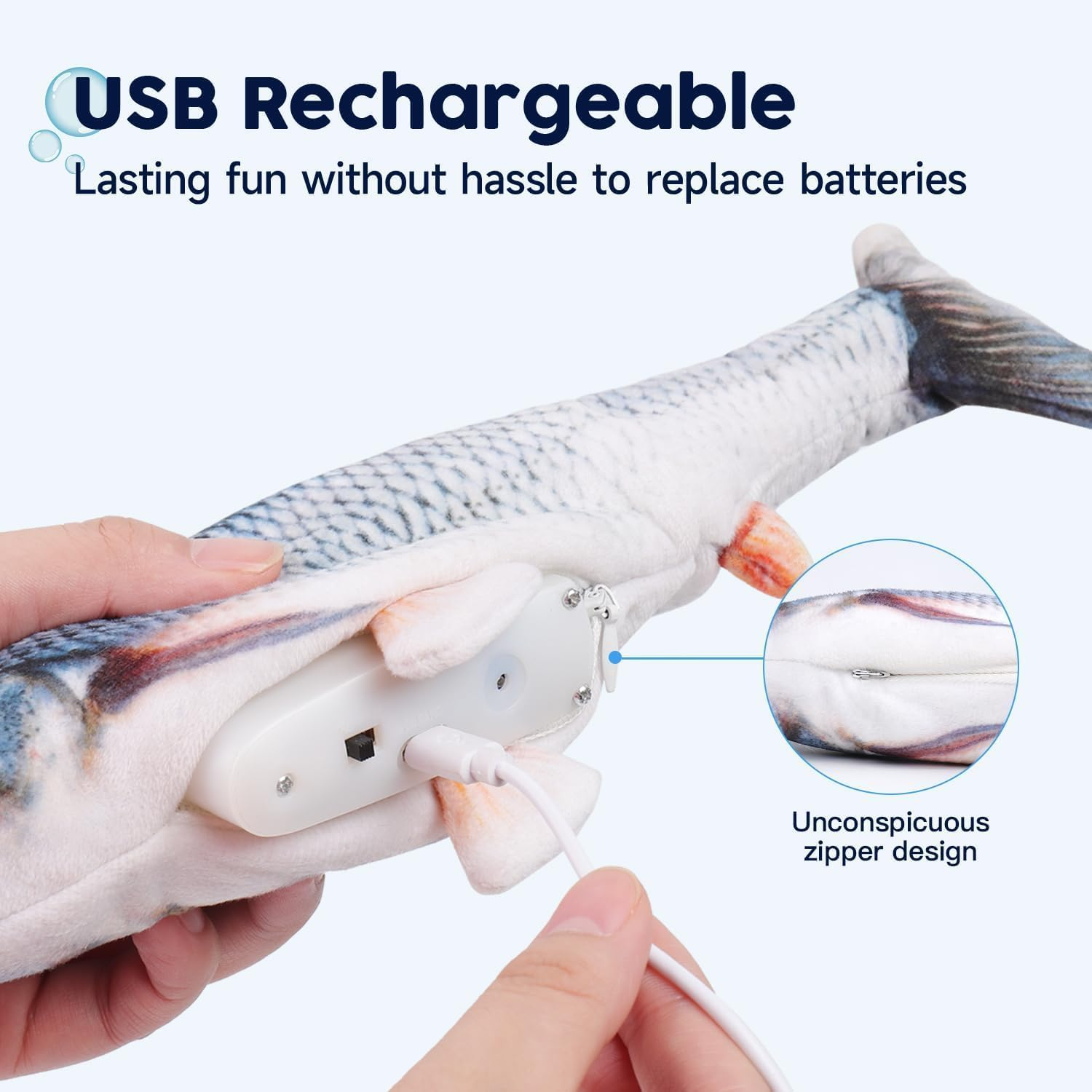 Electric Wiggling Fish Interactive Plush USB Rechargeable Cat Toy with Exquisite Packaging Perfect for Cat Lovers image number 2