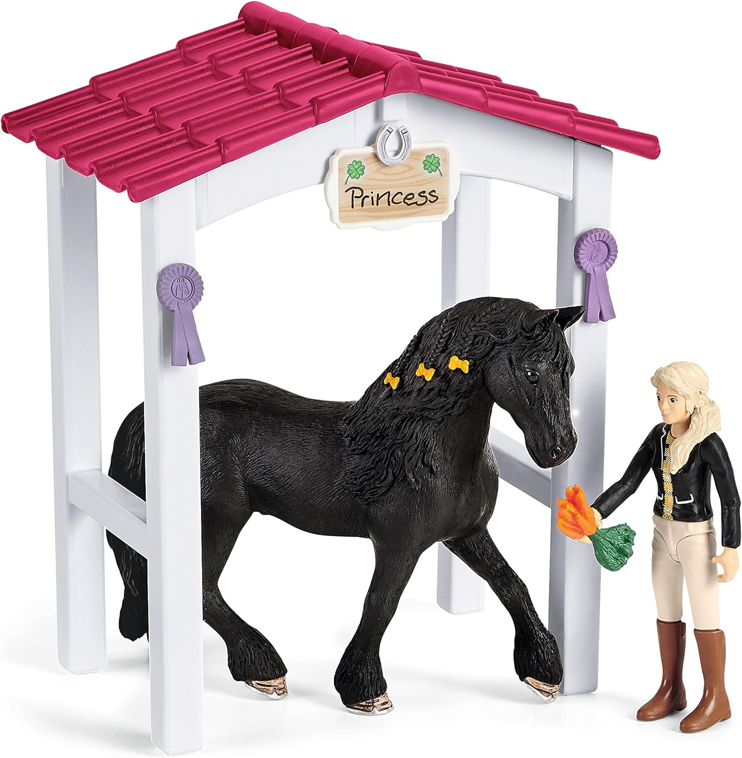 Schleich Horse Club, Horse Gifts for Girls and Boys, Horse Stall with Tori and Princess Horse Toy, 15 Pieces (42437) image number 2