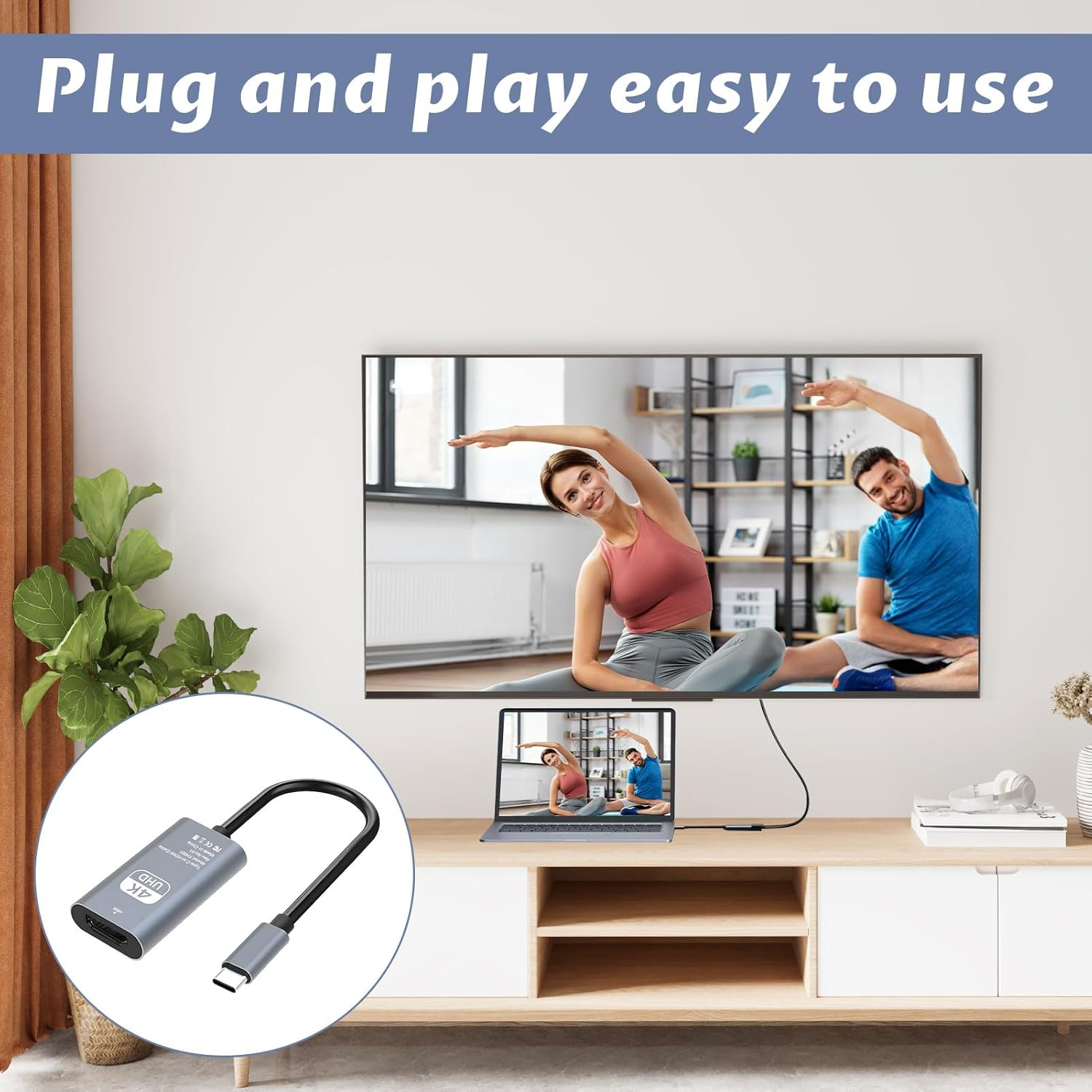 Hdmi to USB C, USB C to Hdmi Adapter, Usbc to Hdmi Adapter, USB C to HDMI Adapter Cable 4K@60Hz, Converter for Iphone 16/15 Pro Max plus Ipad Mini Air Macbook Pro Galaxy S24 Ultra Imac XPS 17 image number 4