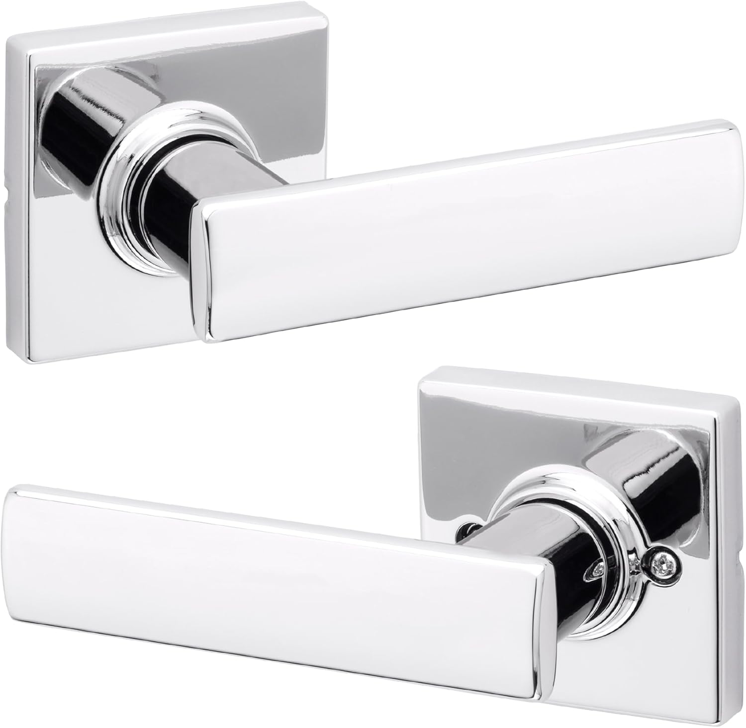 Kwikset Breton Interior Passage Door Handle, Lever for Closet and Hallway Doors, Reversible Non-Locking Handle Lever, Satin Nickel, with Microban Protection