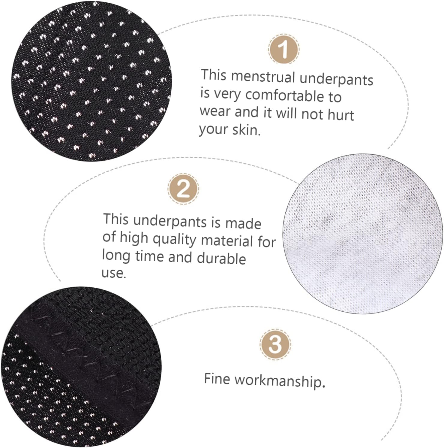 Beavorty Long Use Comfortable Material Menstrual Underwear for Girlfriend Wife Easy Clean Leakproof Black image number 5
