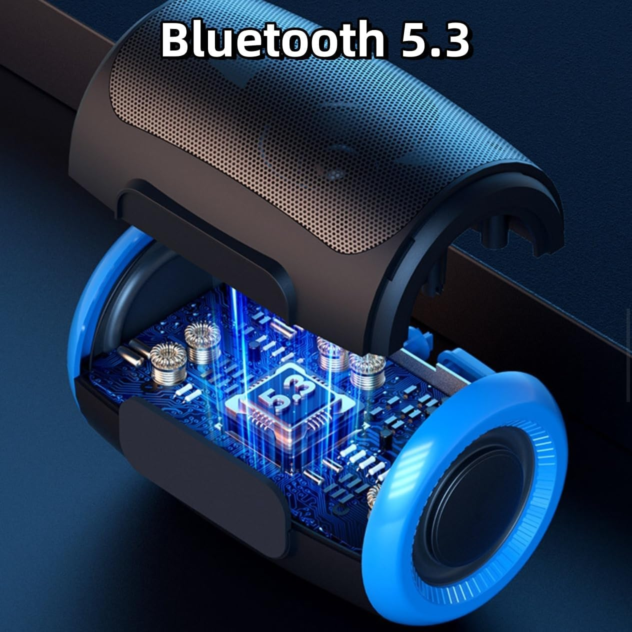 Portable Mini Bluetooth Speaker, IP68 Waterproof Speaker, Bluetooth 5.3, Hifi, Hands-Free Calls, 2000 Mah Battery, Wireless Speaker for Car, Indoor,Outdoor, Shower, Sports, Hiking (Black&Blue) image number 4