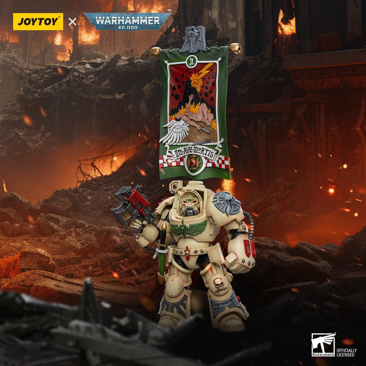 Joytoy Warhammer Collectibles: 1/18 Scale Dark Angels Deathwing Ancient with Company Banner Action Figure) image number 5