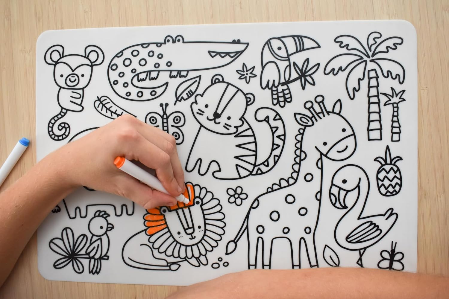 Koala Dream - CA3030B Reusable Silicone Drawing Mat-Jungle Animals- with 12 Washable Markers Perfect for Travel. image number 4