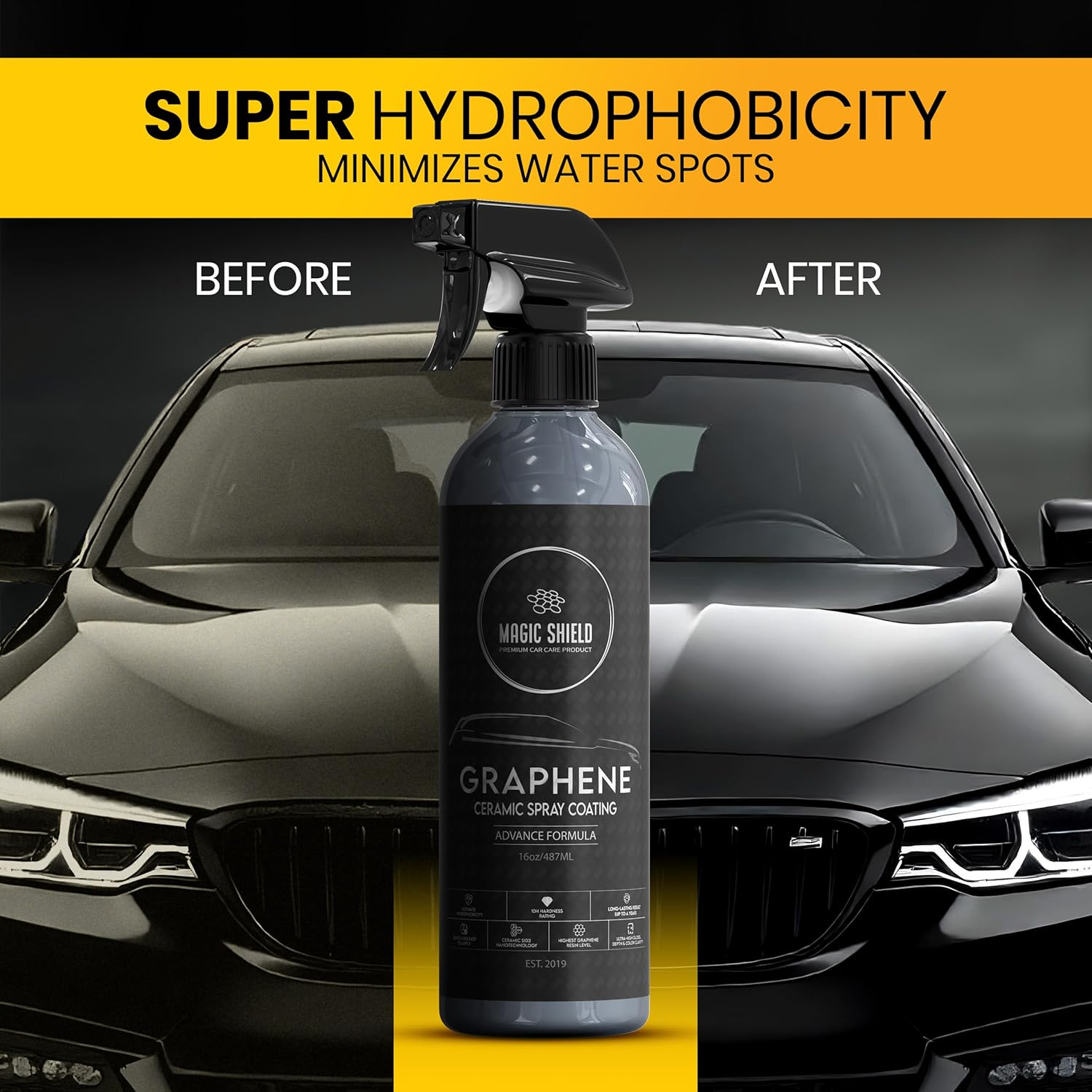 Graphene Ceramic Spray Coating - LAST so LONG! Quick & Easy for Cars, Motorcycles & Boats-Professional Grade Sealant for Maximum Gloss & Shine - Waterless Wash & Wax (487Ml) image number 3