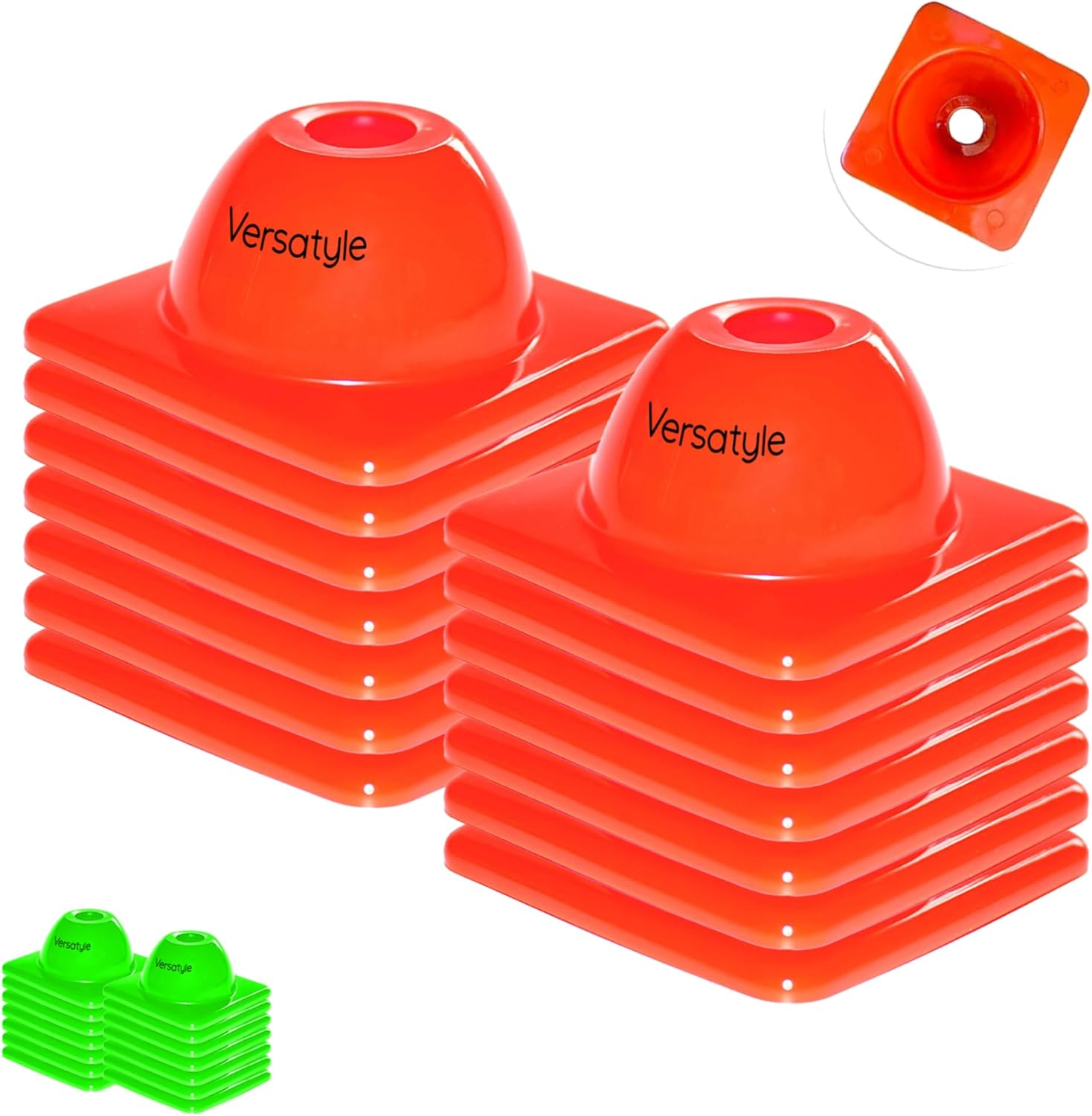 Purifyou Kamelkone Agility Training & Motorcycle Cones for Sports & Kids | Set of 12 Premium Green/Orange Plastic Cones, for Bikes, Traffic & Soccer image number 4