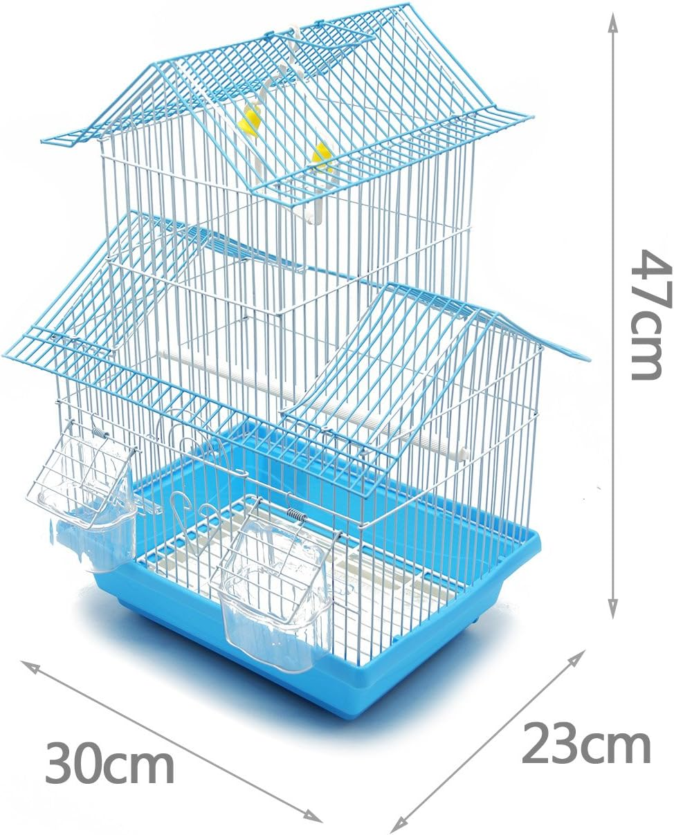 BPS BPS-1207 Metal Bird Cage with Feeding Bowl for Dooring, Hammock Swing, 2 Sizes M/L, Random Colour (M: 30 X 23 X 47 Cm)