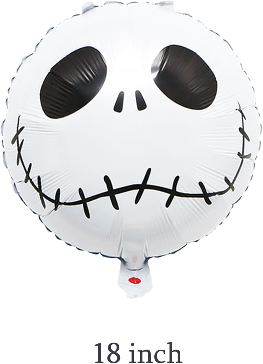 10Pcs Halloween Balloons Decorations Happy Halloween Party Foil Mylar Balloons Halloween Skull Balloons Black White Strip Balloons for Halloween Birthday Baby Shower Wedding Party Decor Supplies image number 2