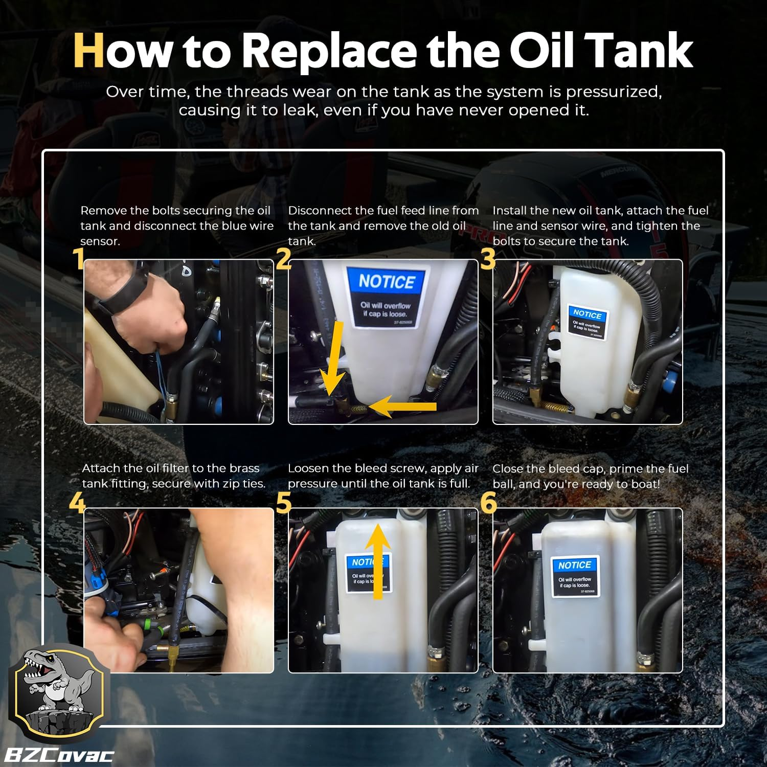 833069T9 Oil Tank for Mercury Optimax and EFI Outboard Engines, 1200-8M0063190 Oil Reservoir