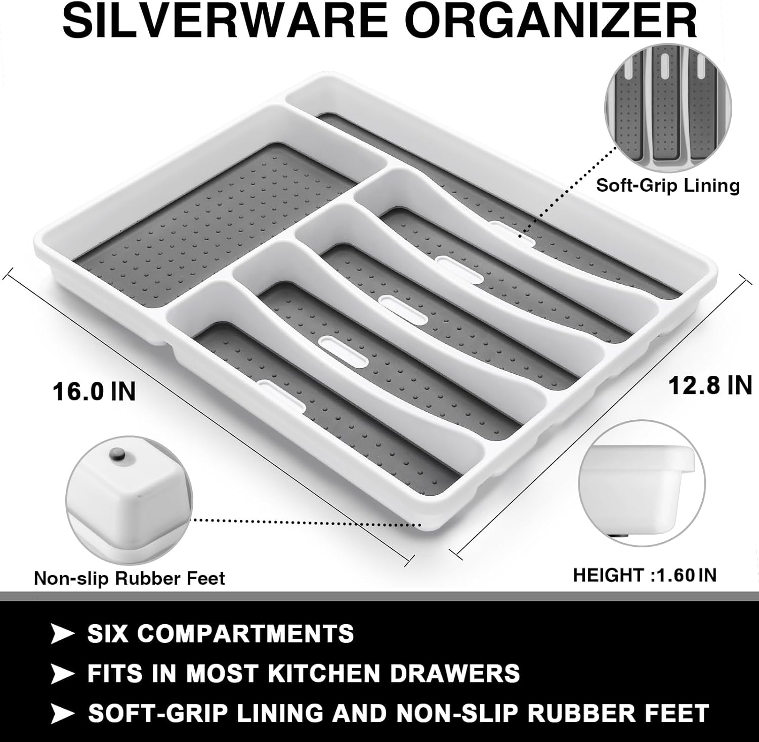 49-Piece Silverware Set with Organizer, Heavy Duty Stainless Steel Flatware for 8, Cutlery Utensil Sets with Steak Knives, Rust-Proof, Mirror Polished, Dishwasher Safe image number 2