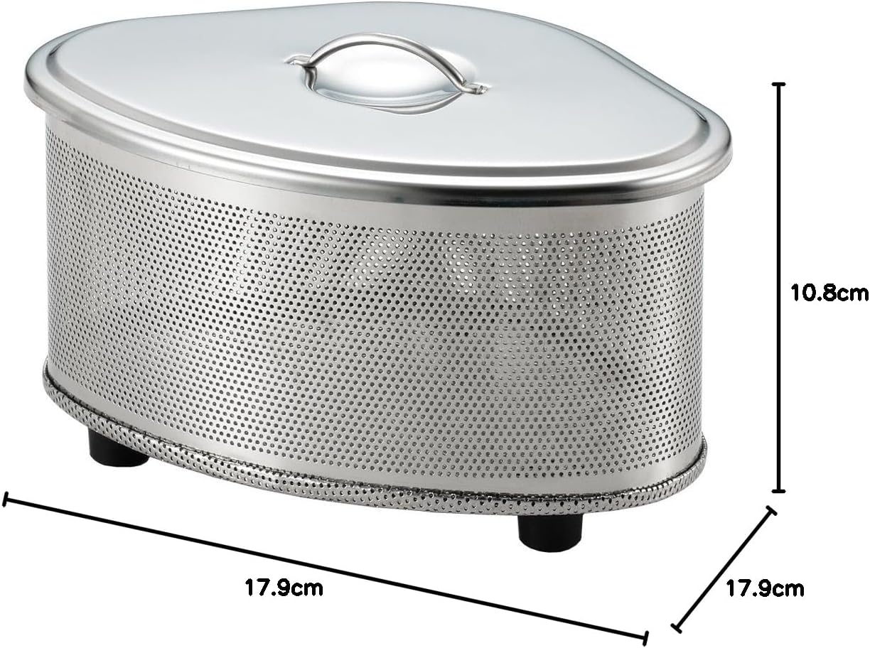 Yoshikawa SJ2430 Triangle Corner with Lid, Punching, Stainless Steel, Silver, Total Width 7.0 X Depth 4.9 X Height 4.2 Inches (17.9 X 12.4 X 10.8 Cm), Swiss Made in Japan image number 6