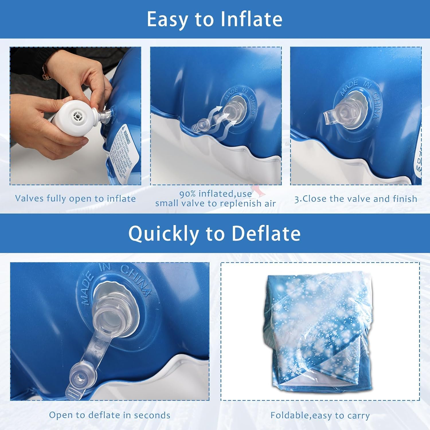 Snow Tubes, 37.4" 1Pack Inflatable PVC Snow Sled, Thickened Heavy Duty Hard Bottom Snow Sleds with Handles, Fun Winter Outdoor Sports Toys for Family Activities image number 6