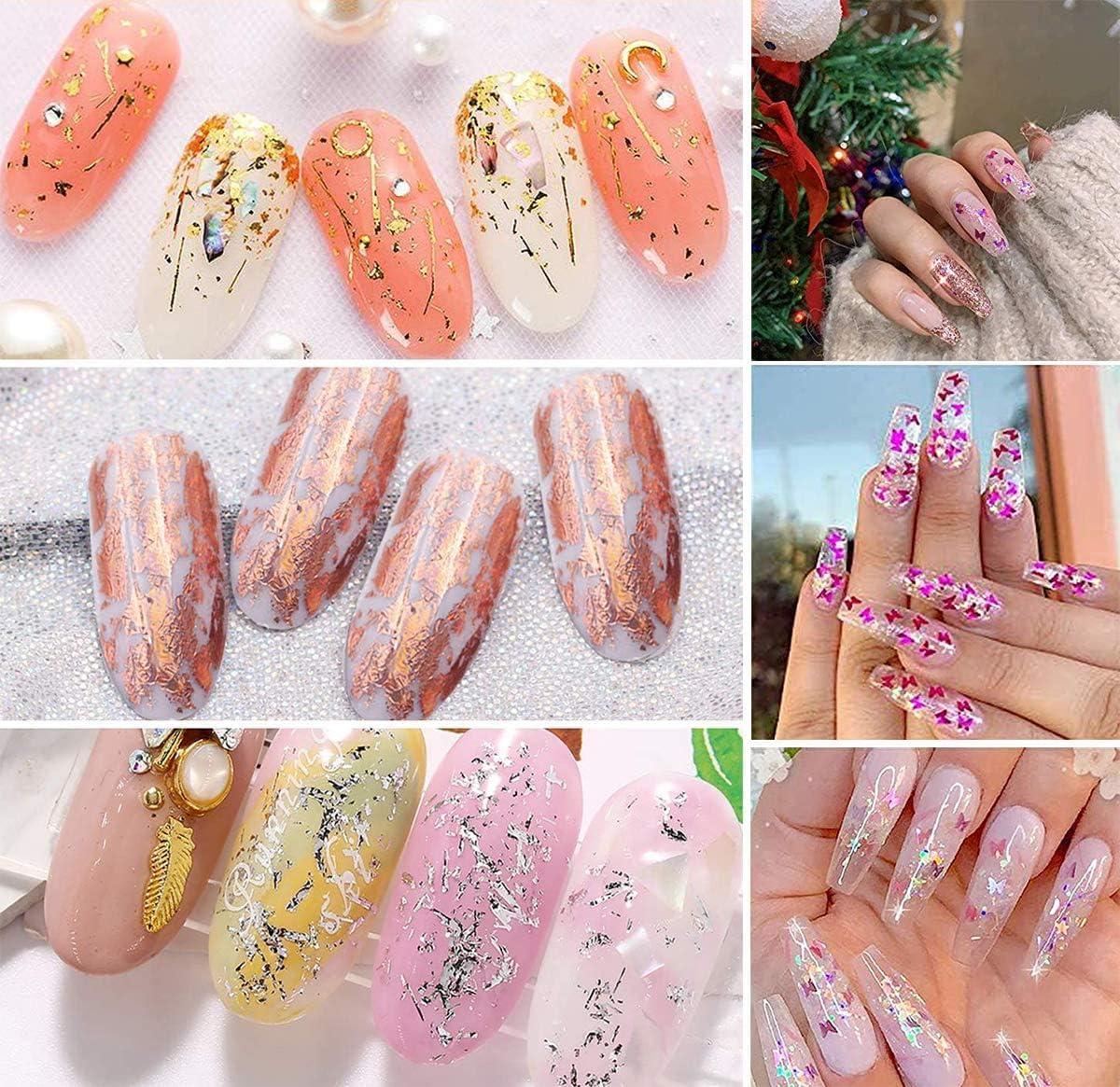 Betterjonny 45G Foil Flakes - 3 Colors Imitation Gold, Silver, Rose Gold Metallic Leaf for Decoration, Arts, Nail Painting, Gilding, Crafting image number 2