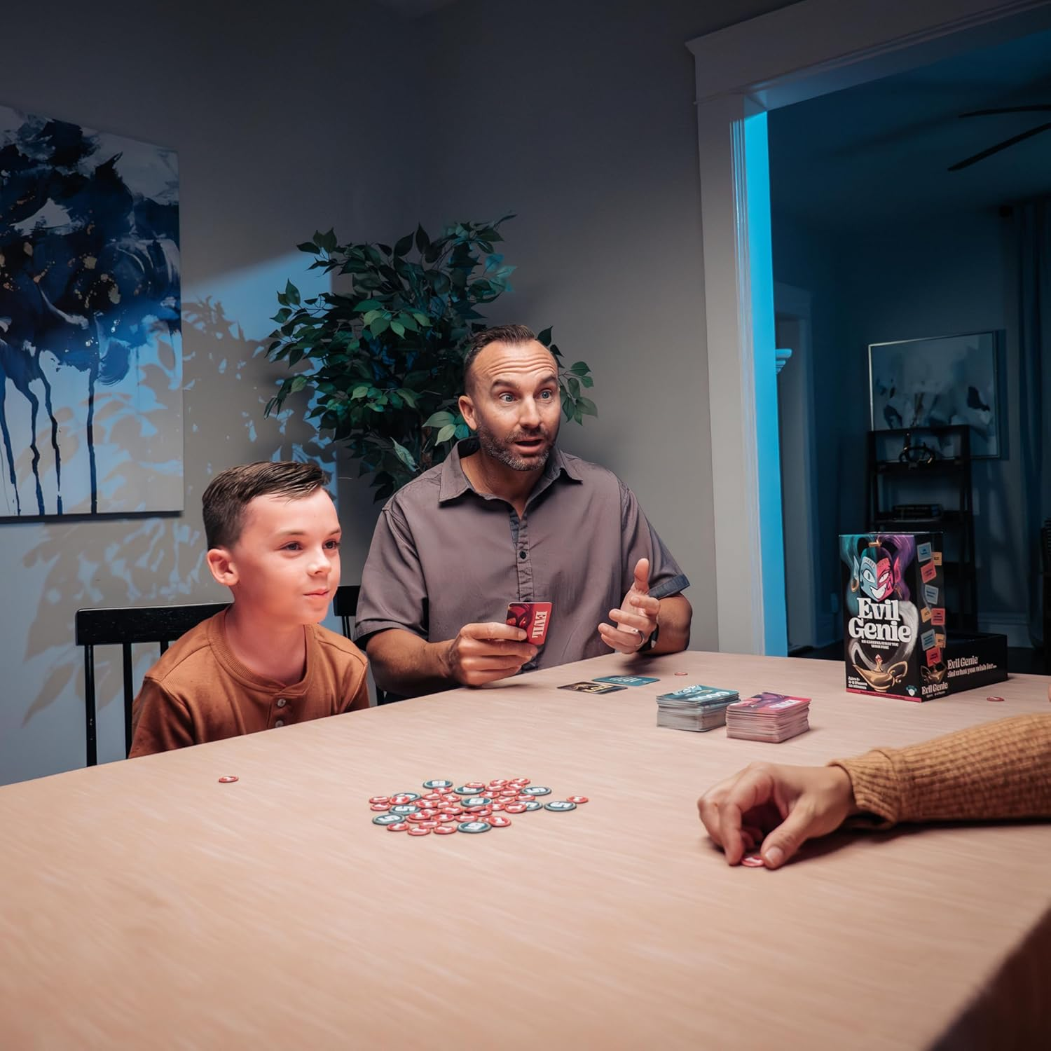 Evil Genie, the Party Game Where Players Combine Good Cards with Evil Cards to Grant One Messed up Wish, Then Guess If the Wish Will Be Taken to Score Points and Win the Game, 2 &ndash; 8 Players​ Ages 8+ image number 1