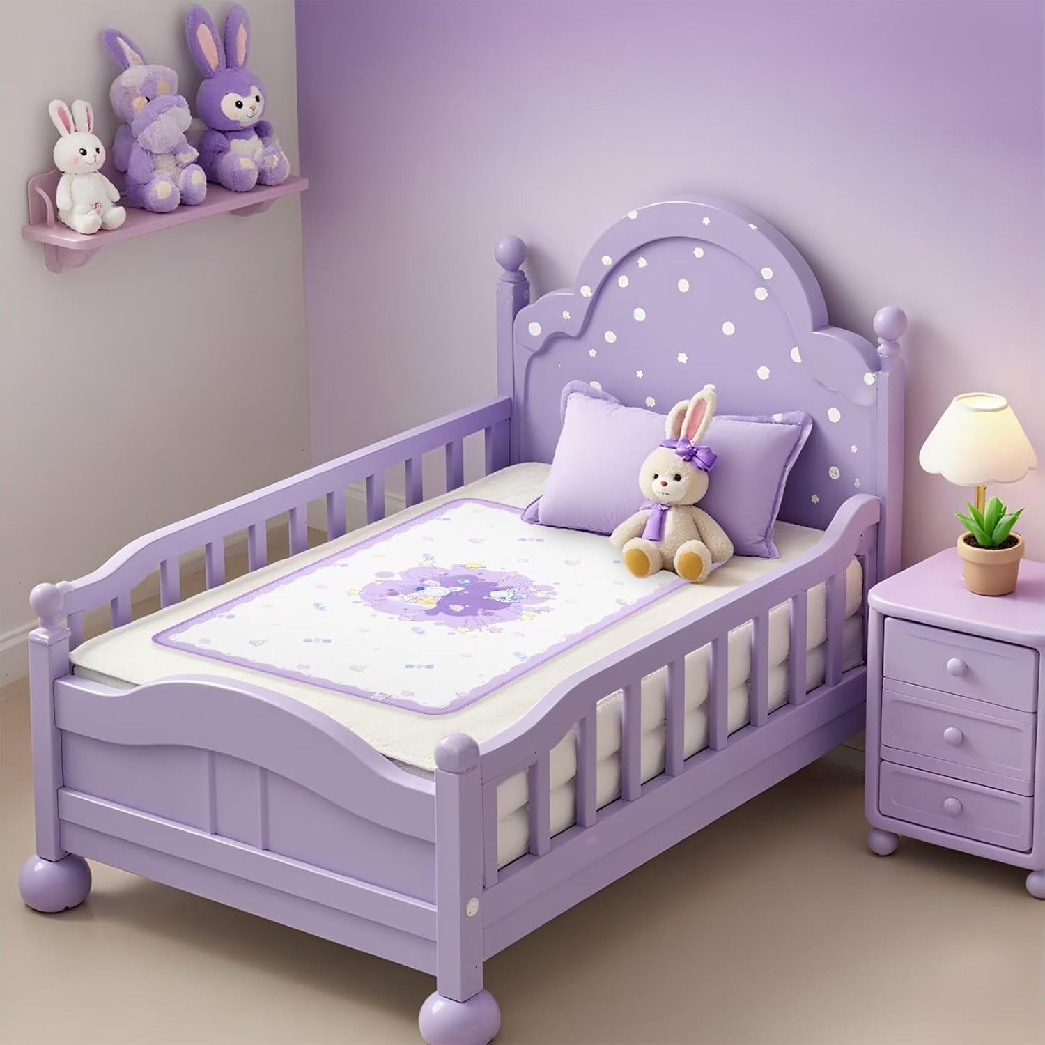 Landofgenie Oversized Waterproof Changing Mat 80 X 120 Cm Washable Reusable Changing Mat - Bunny image number 3