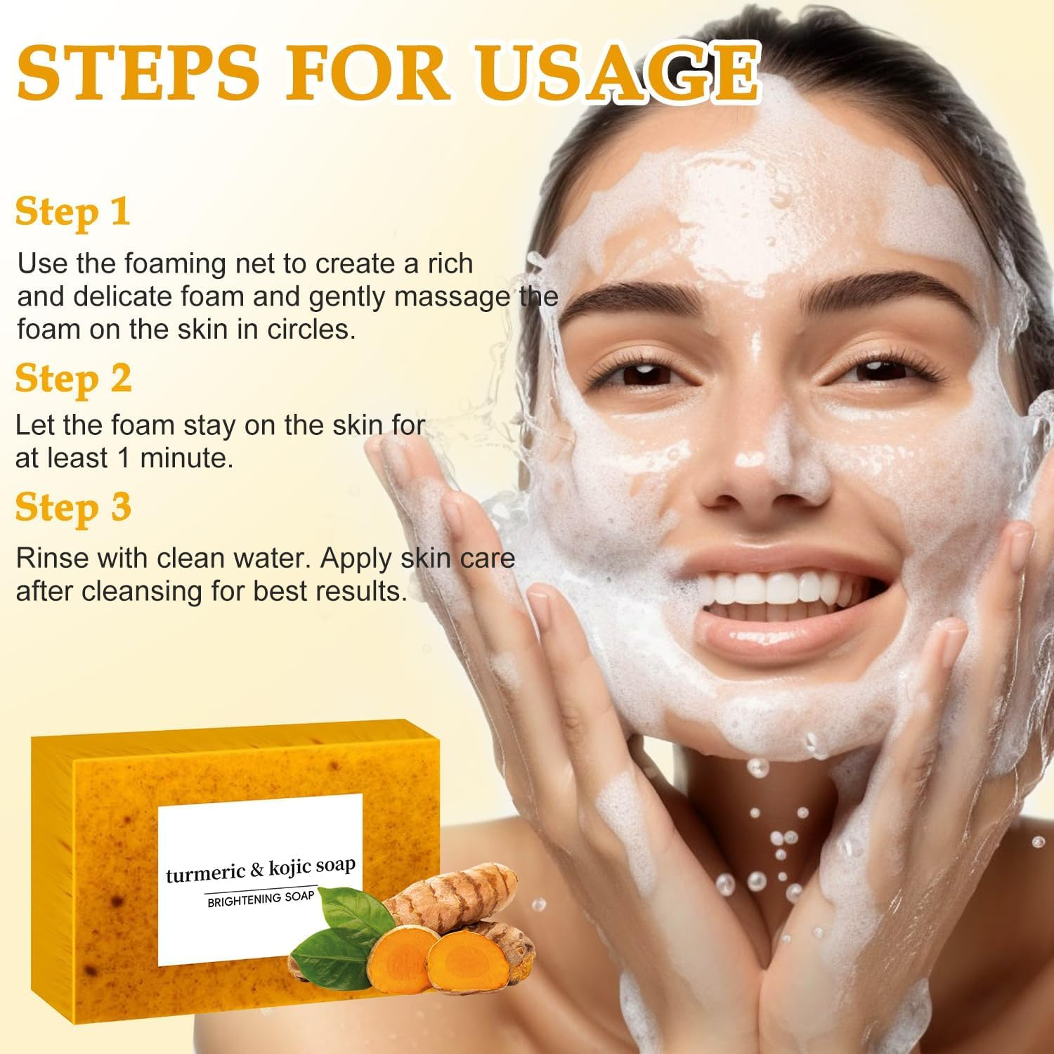 2Pack Lemon Turmeric Kojic Acid Soap,Lemon Turmeric Soap Bar for Face and Body,Brightens Skin Tone, Rejuvenates Skin, Reduces Blemishes