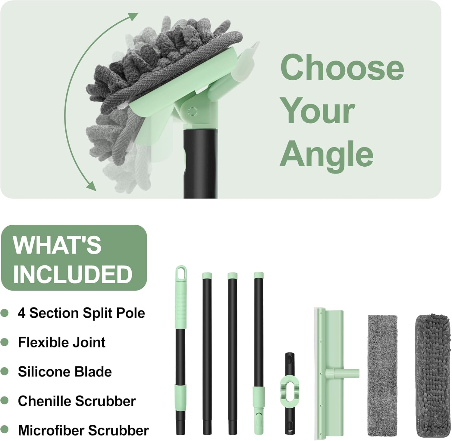 DALIPER Window Squeegee for Home Cleaning 2-In-1 Car Windshield Washer Kit with Extension Pole 73.6 Inches Shower Glass, Mirrors, Car Windshield, Truck Home Windows, Balcony Sliding Doors image number 3