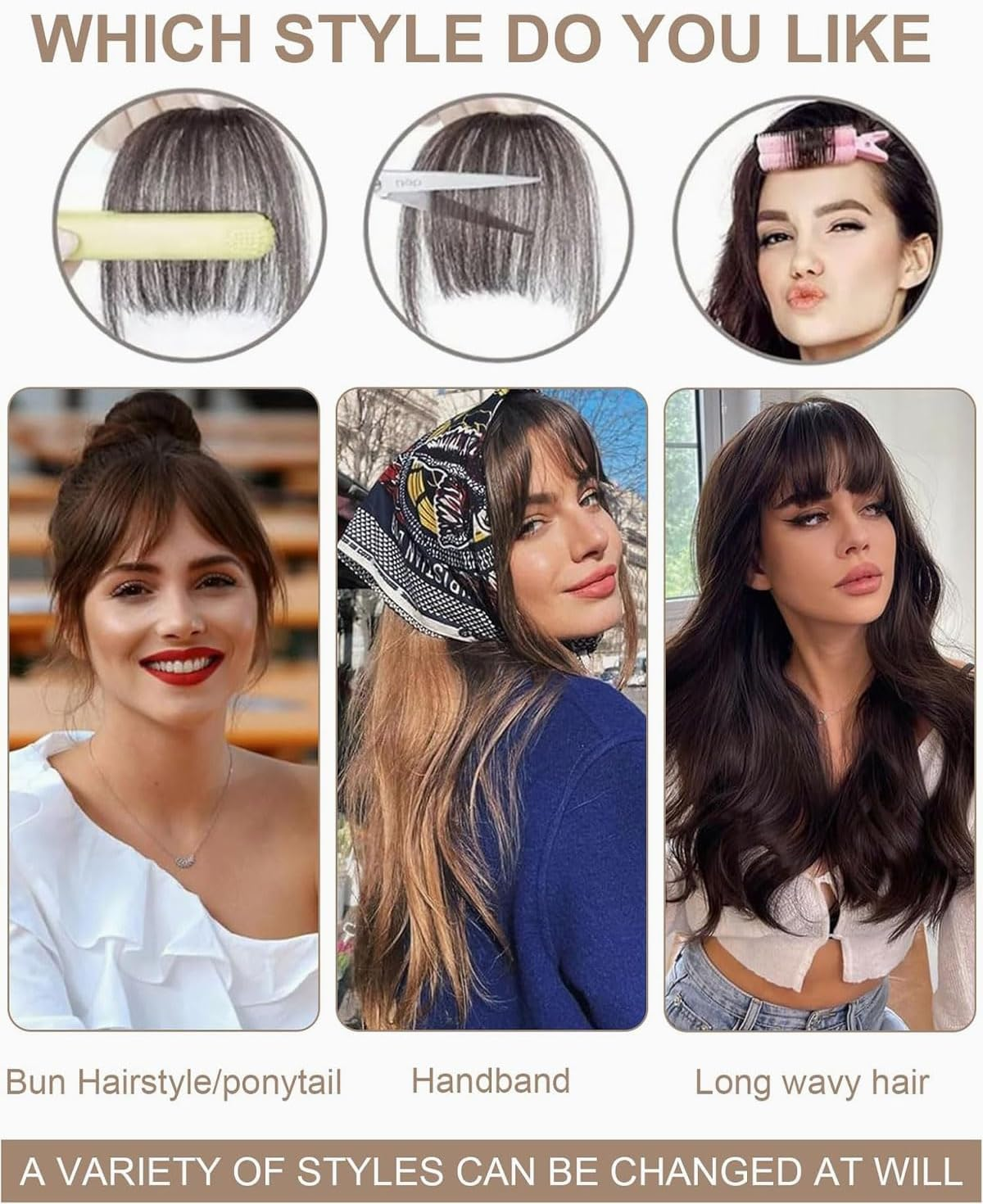 TPZORJX Pack of 2 Faux Wig Fringe, Fringe Clip on 100% Wig, Hair Clip on Fringe with Temples, Women'S Real Hair Extensions (Natural Black Brown)