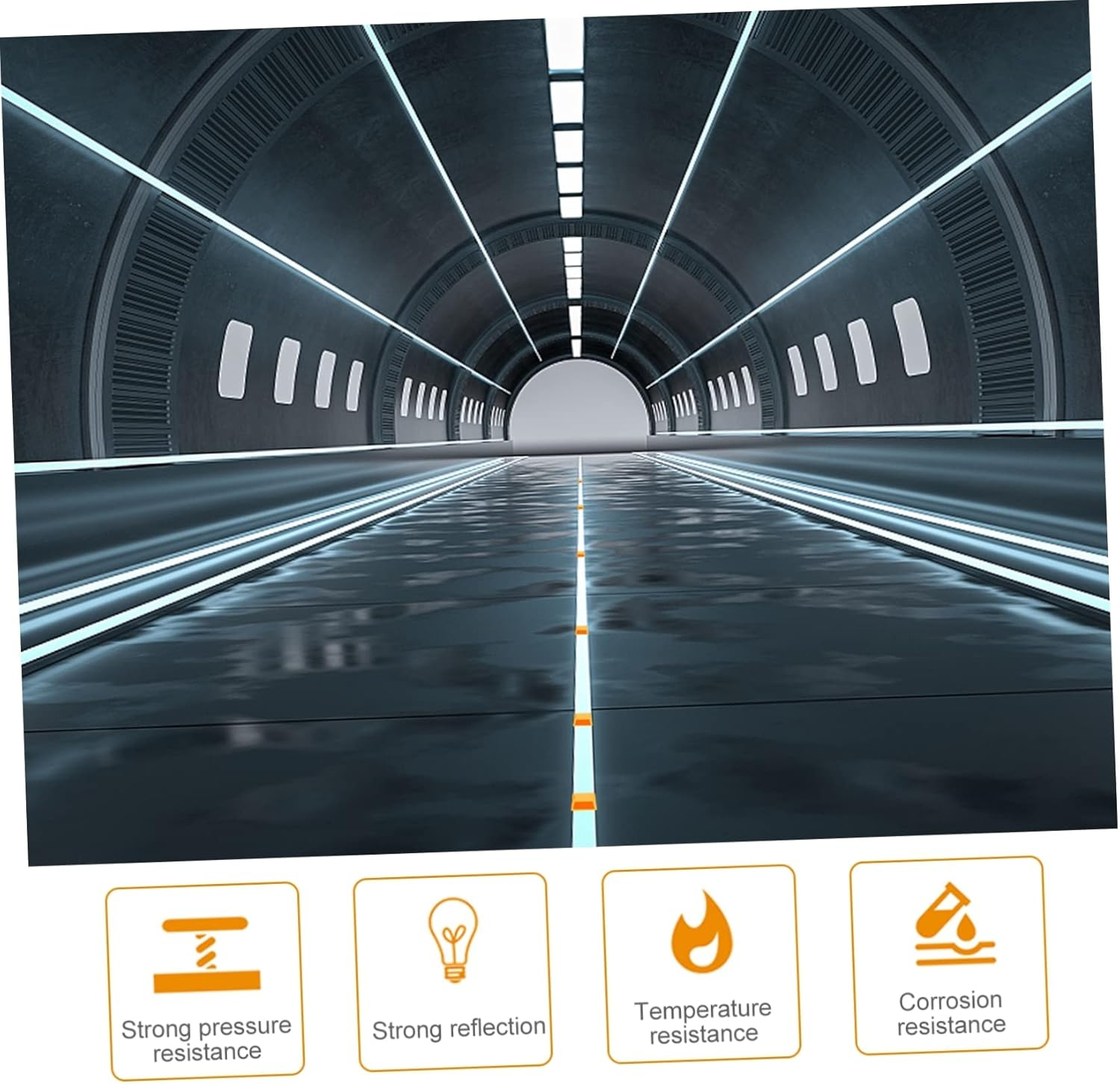 Anneome Reflective Plastic Speeds Buffer Plates 4Pcs Double-Sided Yellow Highway Deceleration Pads Night Visibility Traffic Safety Markers for Roadways image number 2