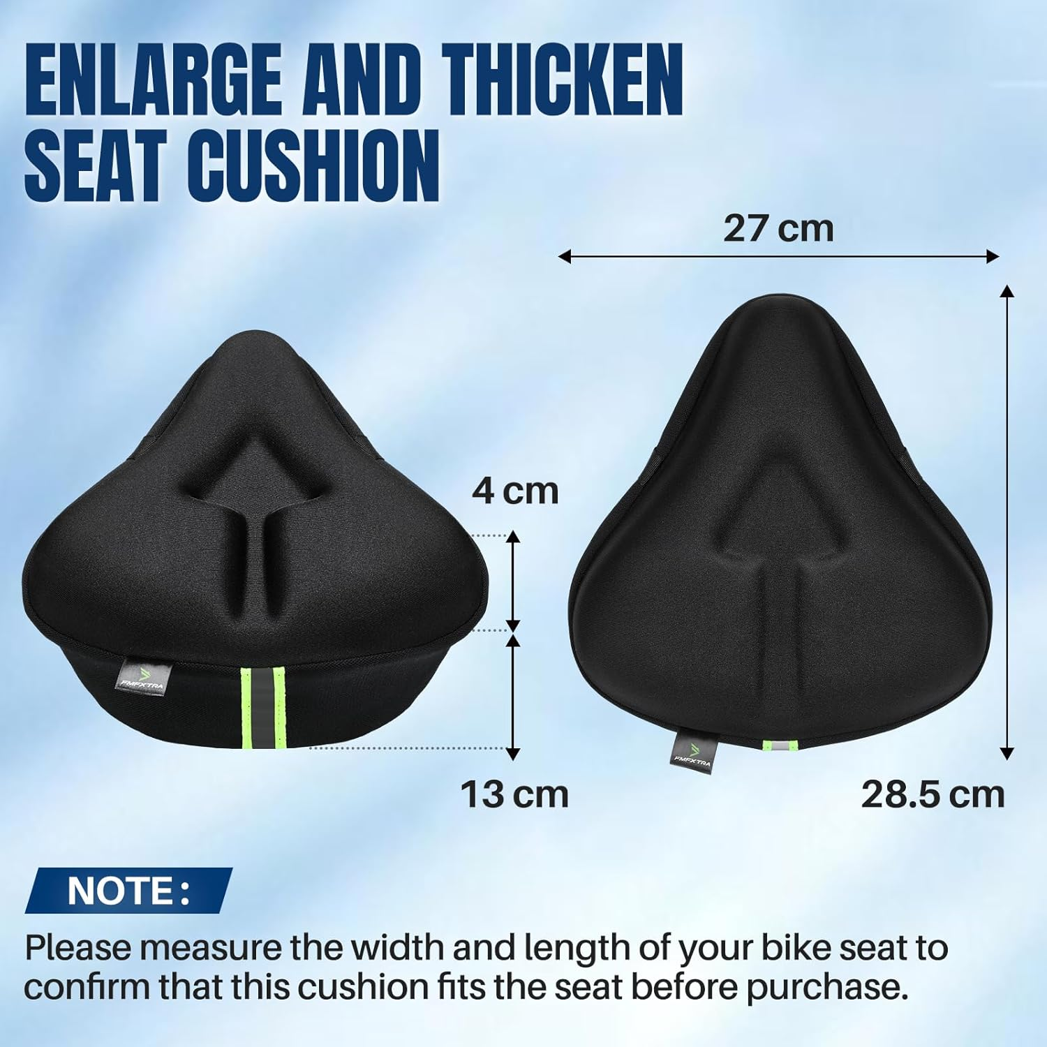 WOTOW Bike Seat Cushion, Soft Bike Seat Cover for Men Women, Padded with Gel and Memory Foam, Wide Comfortable Exercise Bike Seat Cushion Cover for Peloton, Stationary, Mountain and Cruiser Bikes image number 6
