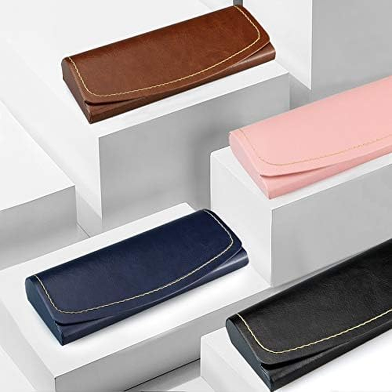 SVNXI Eyeglass Case Hard Shell, Portable Sunglass Case, Fashionable PU Leather Eyeglass Case, Lightweight - Black image number 2