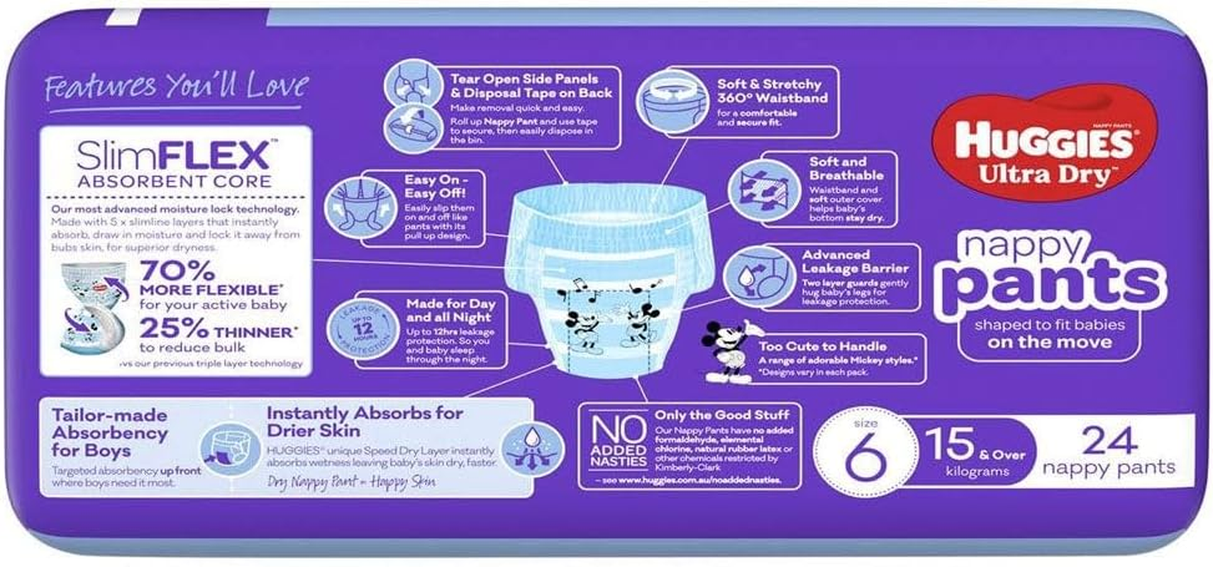 Huggies Ultra Dry Nappy Pants for 15 plus Kg Boys (Pack of 24) image number 1