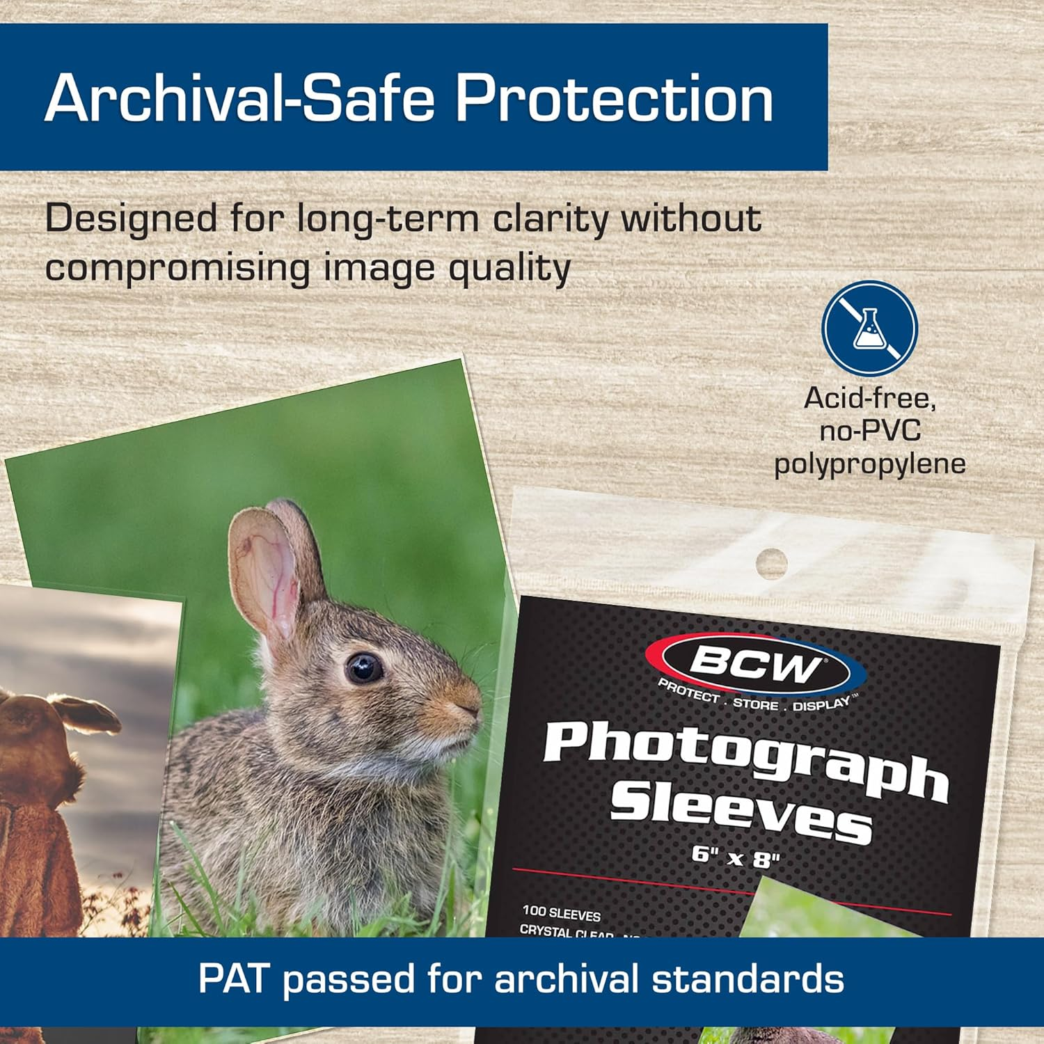 BCW 2 Mil Polypropylene Photo Sleeves, Clear (100 Sleeves) image number 1