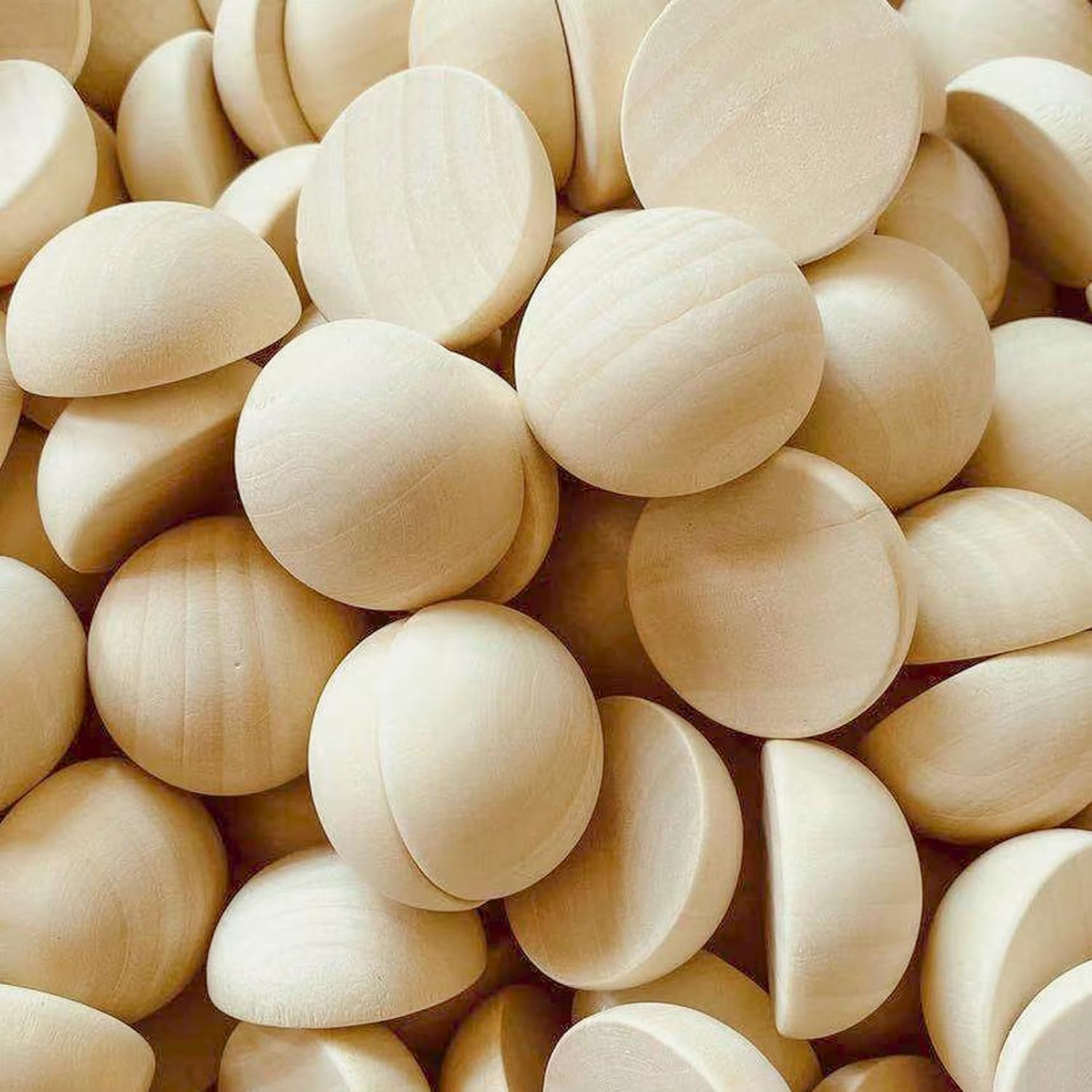 Enkrio 100PCS Half Wood Balls 1.2Inch Split Wood Balls Unfinished Natural Half Beads for DIY Crafts Gnome Noses Home Decor (30Mm)