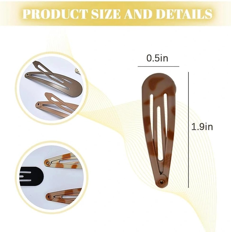 Tortoise Shell Hair Barrettes for Women No Slip Metal Snap Clips for Fine Hair Y2K Black White Brown Animal Pattern Hairpins Hairclip Accessories Mixed Color 20 PCS image number 2
