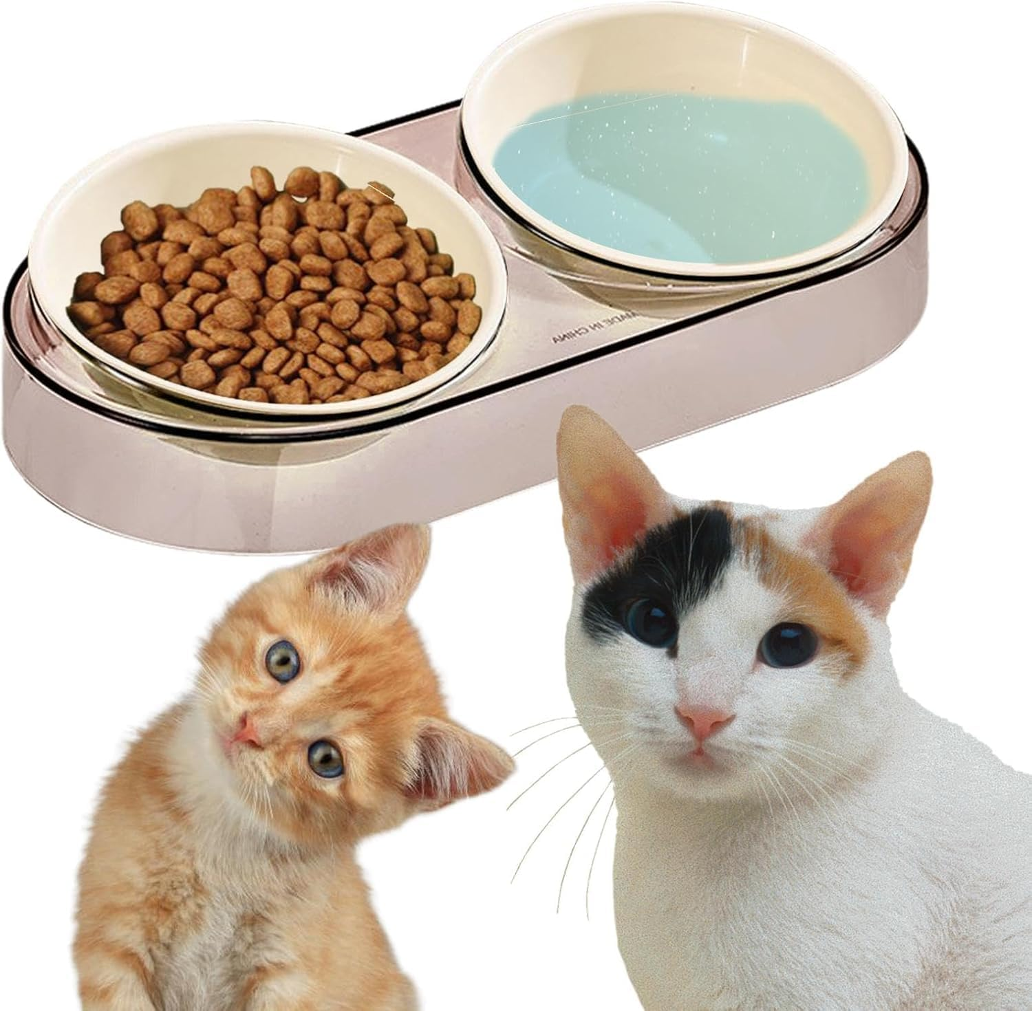 THJOPOKEEL Elevated Dog Cat Bowls, Food Feeder Stand, Double Dog Feeding Bowl Set, Dog Food Bowls for Small Dogs Cats Pets Puppy, Dishwasher Safe - Green image number 2