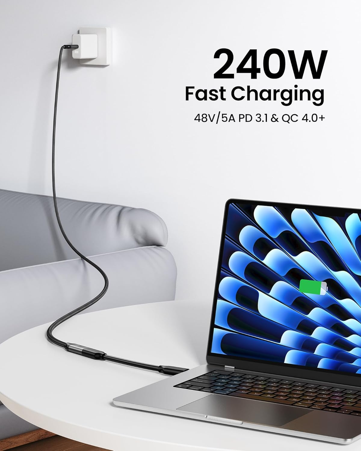 Silkland USB C Extension Cable 40Gbps, [240W Charging/8K/4K@240Hz] USB C Extender 3.3Ft, Braided USB4 Extension Male to Female for Thunderbolt 4/USBC Hub/Iphone16/Macbook/Ipad/Pixel/Dell XPS image number 1