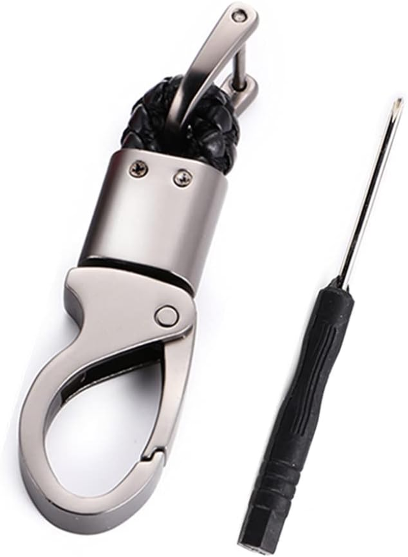 WFMJ Leather for Toyota Camry Avalon Corolla Highlander Prius RAV4 Venza Remote 4 Buttons Key Case Holder Cover Fob Chain (Black) image number 3